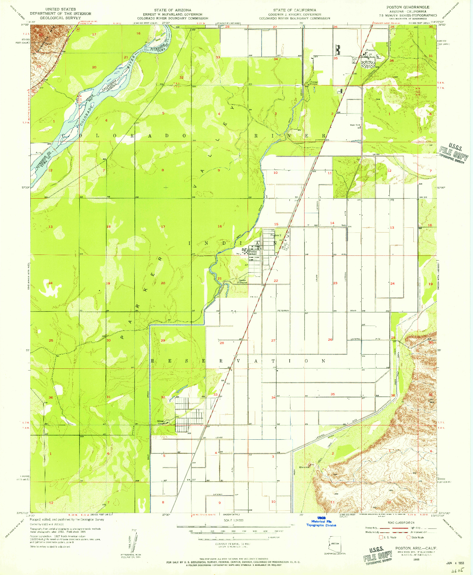 USGS 1:24000-SCALE QUADRANGLE FOR POSTON, AZ 1955