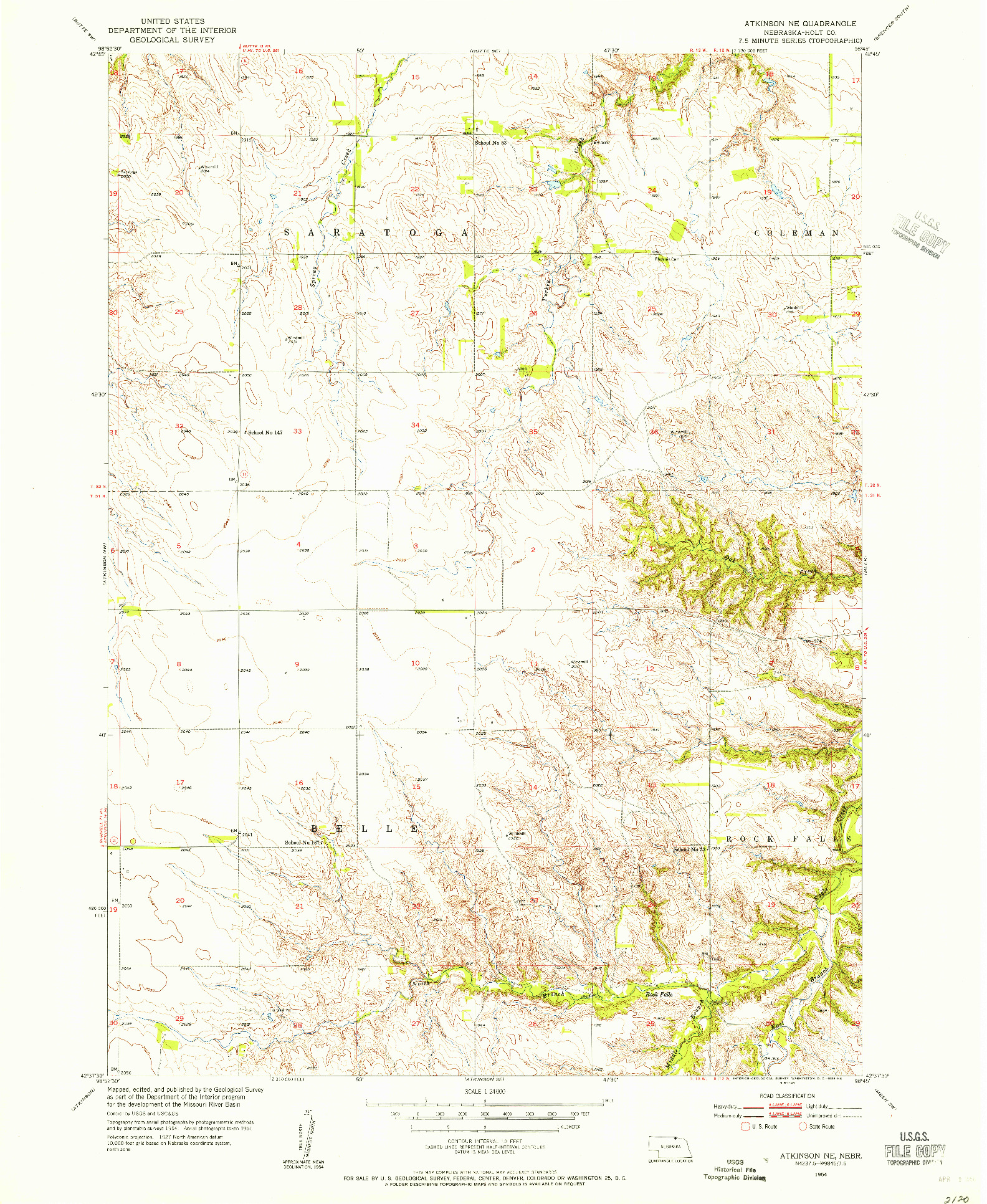 USGS 1:24000-SCALE QUADRANGLE FOR ATKINSON NE, NE 1954