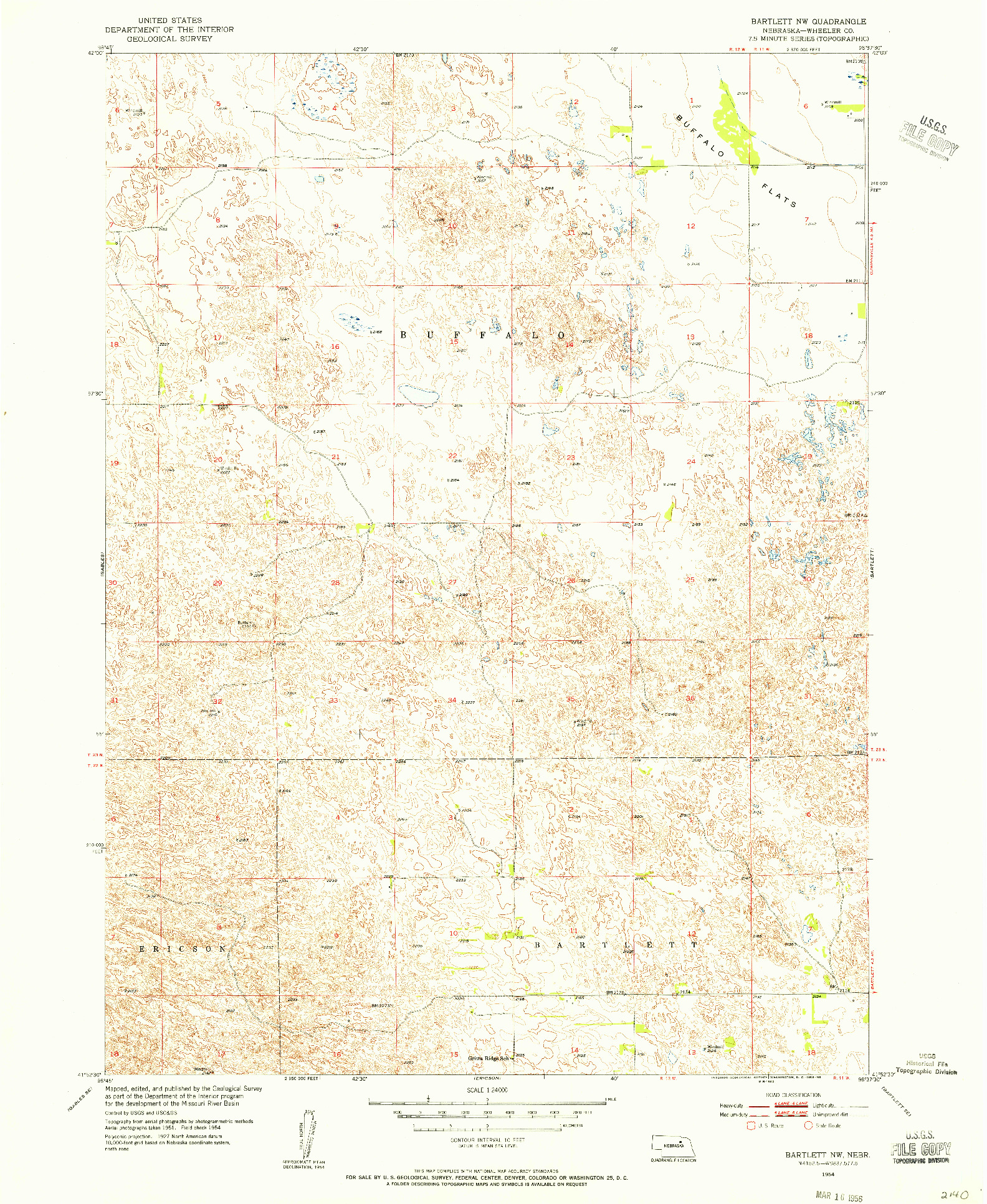 USGS 1:24000-SCALE QUADRANGLE FOR BARTLETT NW, NE 1954