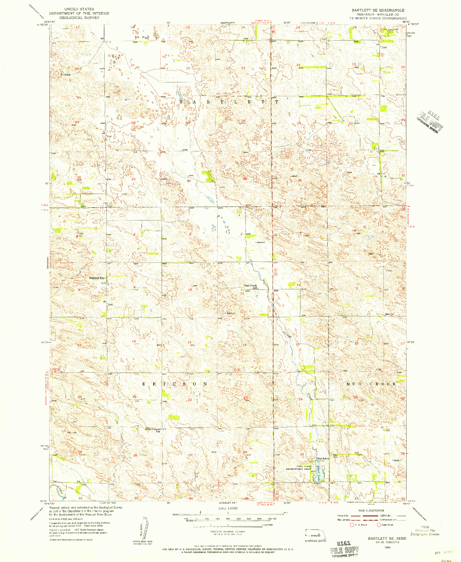 USGS 1:24000-SCALE QUADRANGLE FOR BARTLETT SE, NE 1954