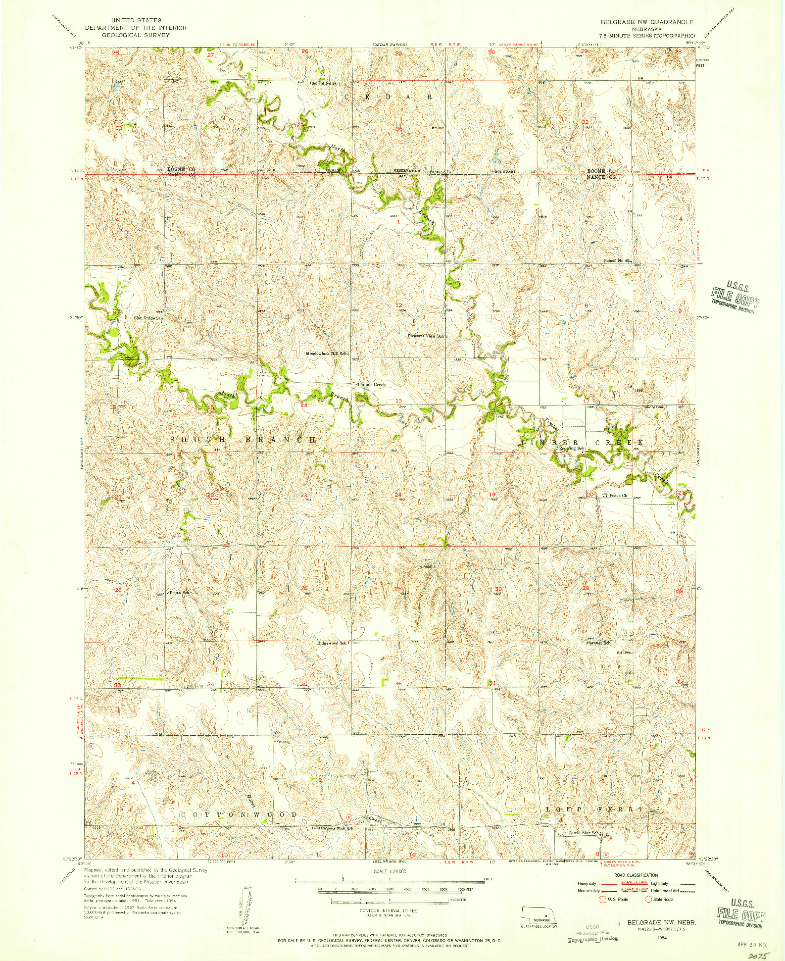 USGS 1:24000-SCALE QUADRANGLE FOR BELGRADE NW, NE 1954