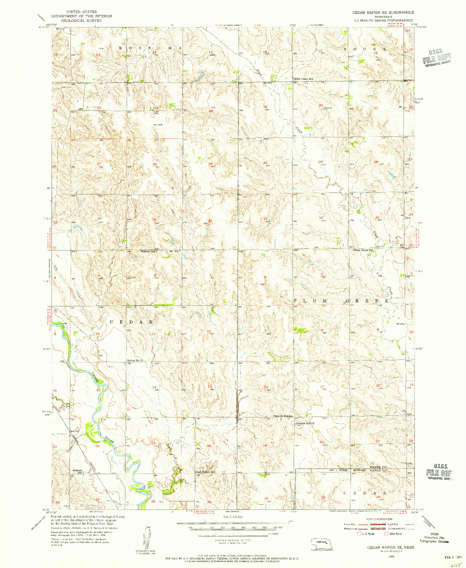 USGS 1:24000-SCALE QUADRANGLE FOR CEDAR RAPIDS SE, NE 1954