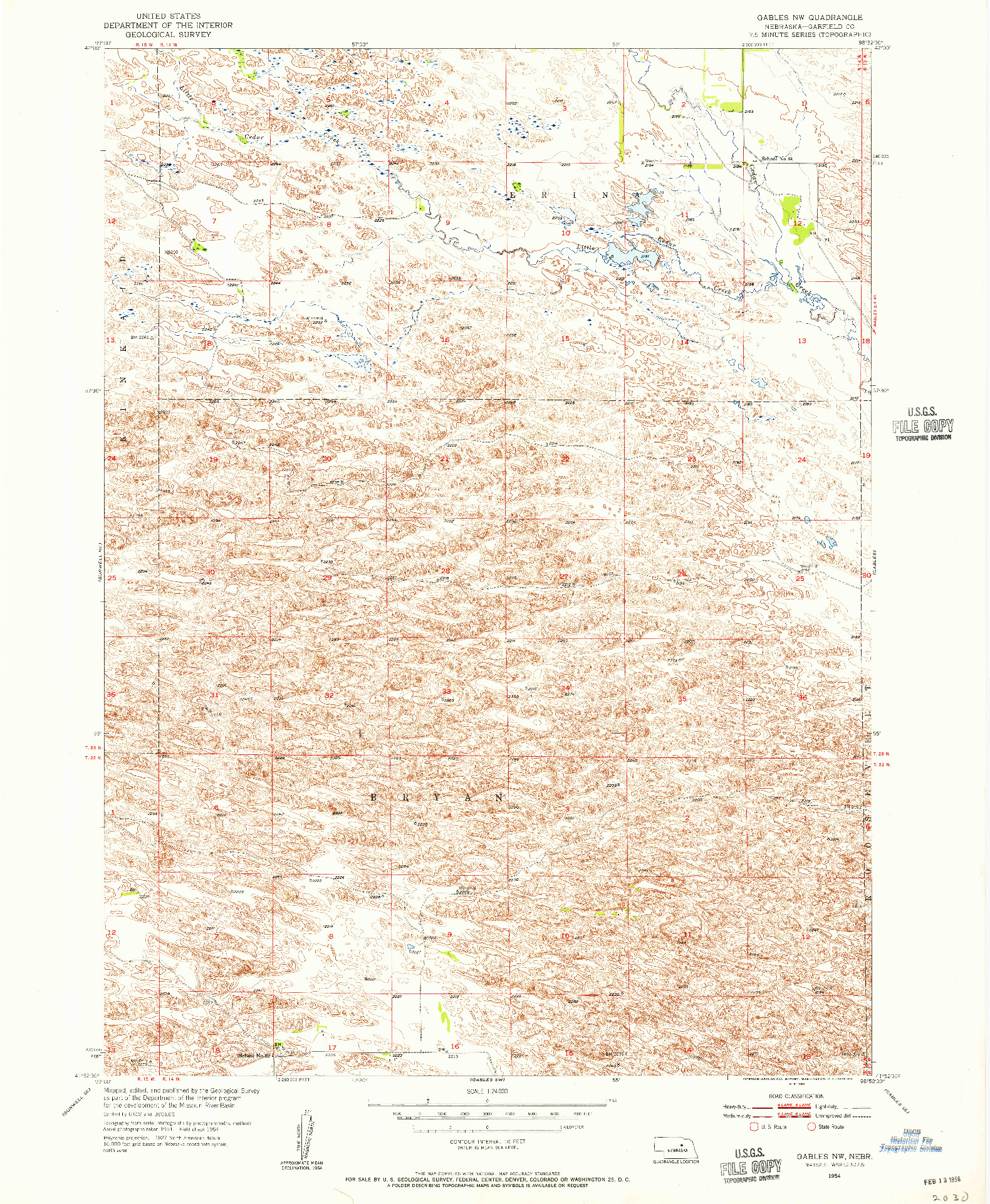 USGS 1:24000-SCALE QUADRANGLE FOR GABLES NW, NE 1954