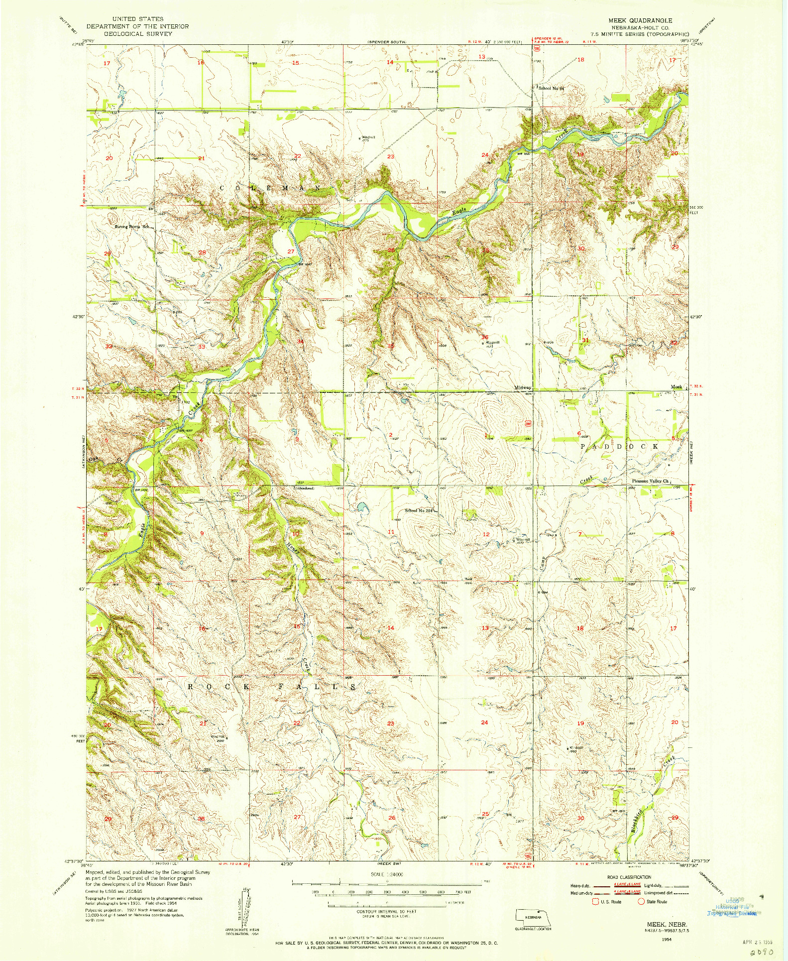 USGS 1:24000-SCALE QUADRANGLE FOR MEEK, NE 1954