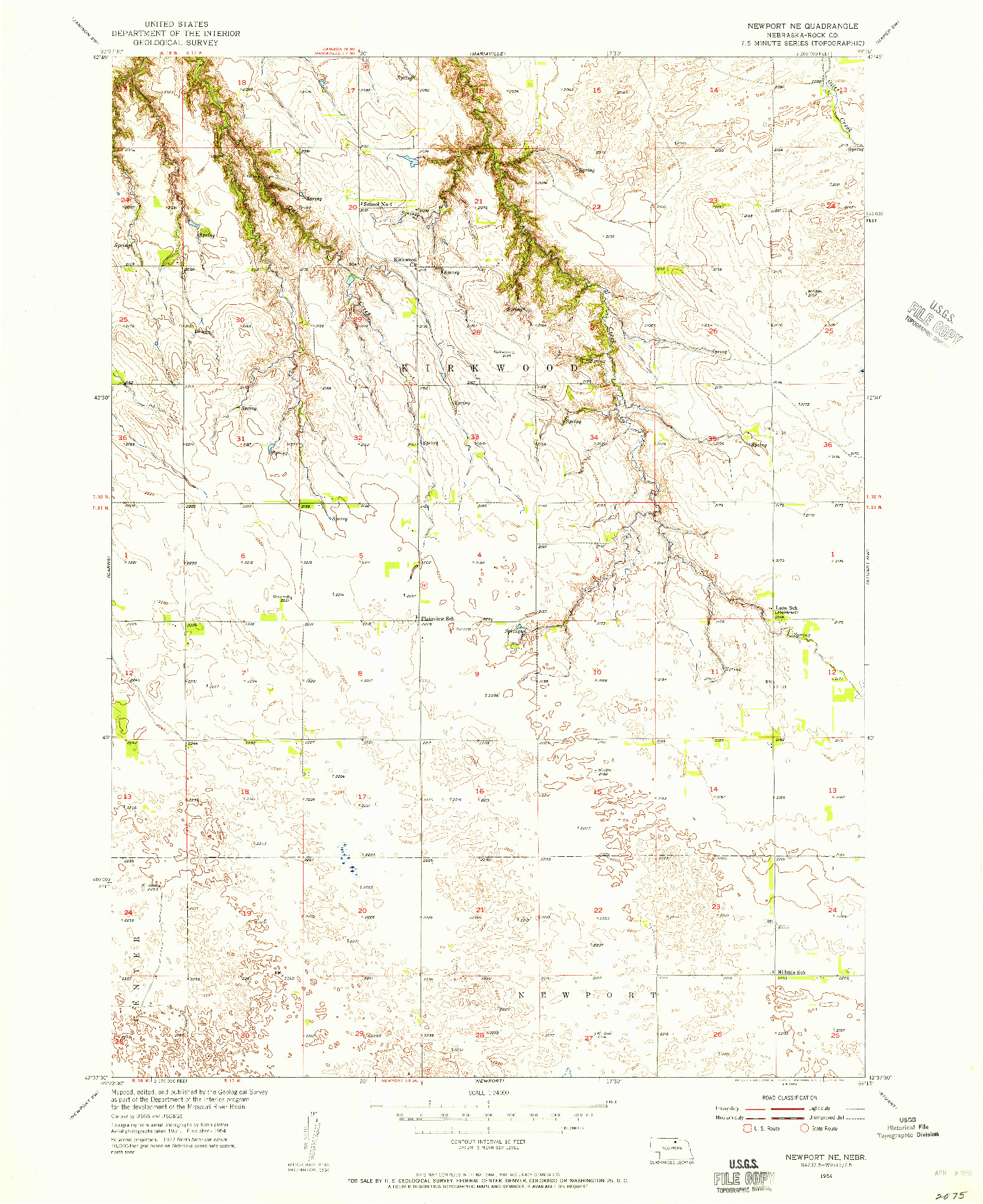 USGS 1:24000-SCALE QUADRANGLE FOR NEWPORT NE, NE 1954