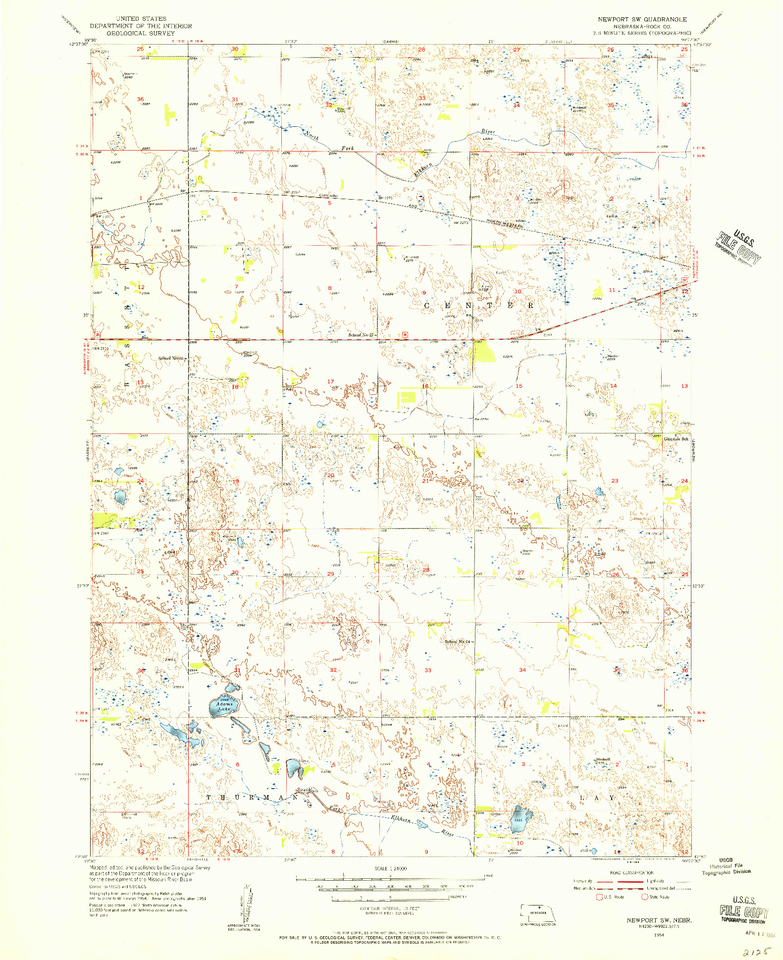 USGS 1:24000-SCALE QUADRANGLE FOR NEWPORT SW, NE 1954