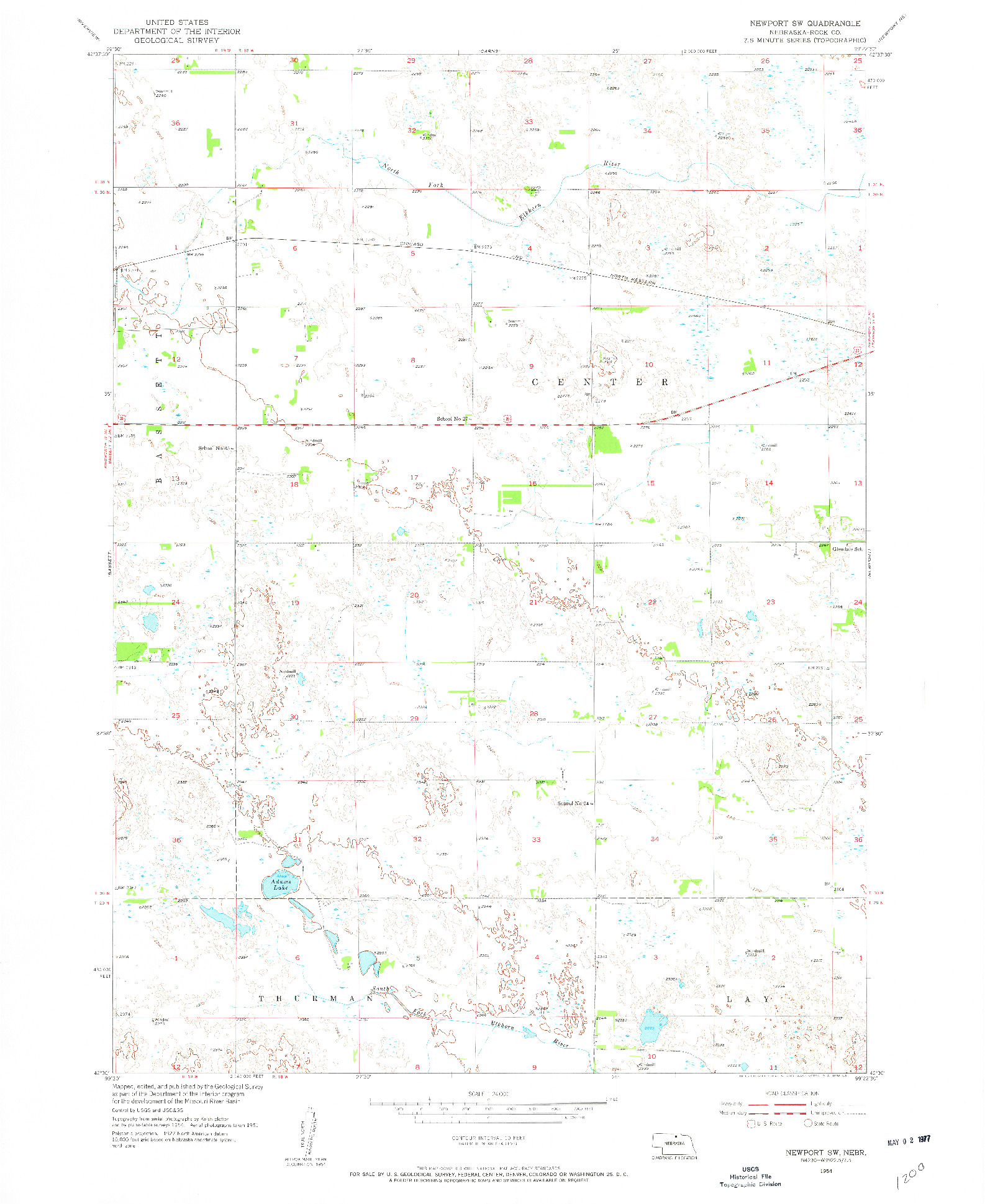 USGS 1:24000-SCALE QUADRANGLE FOR NEWPORT SW, NE 1954