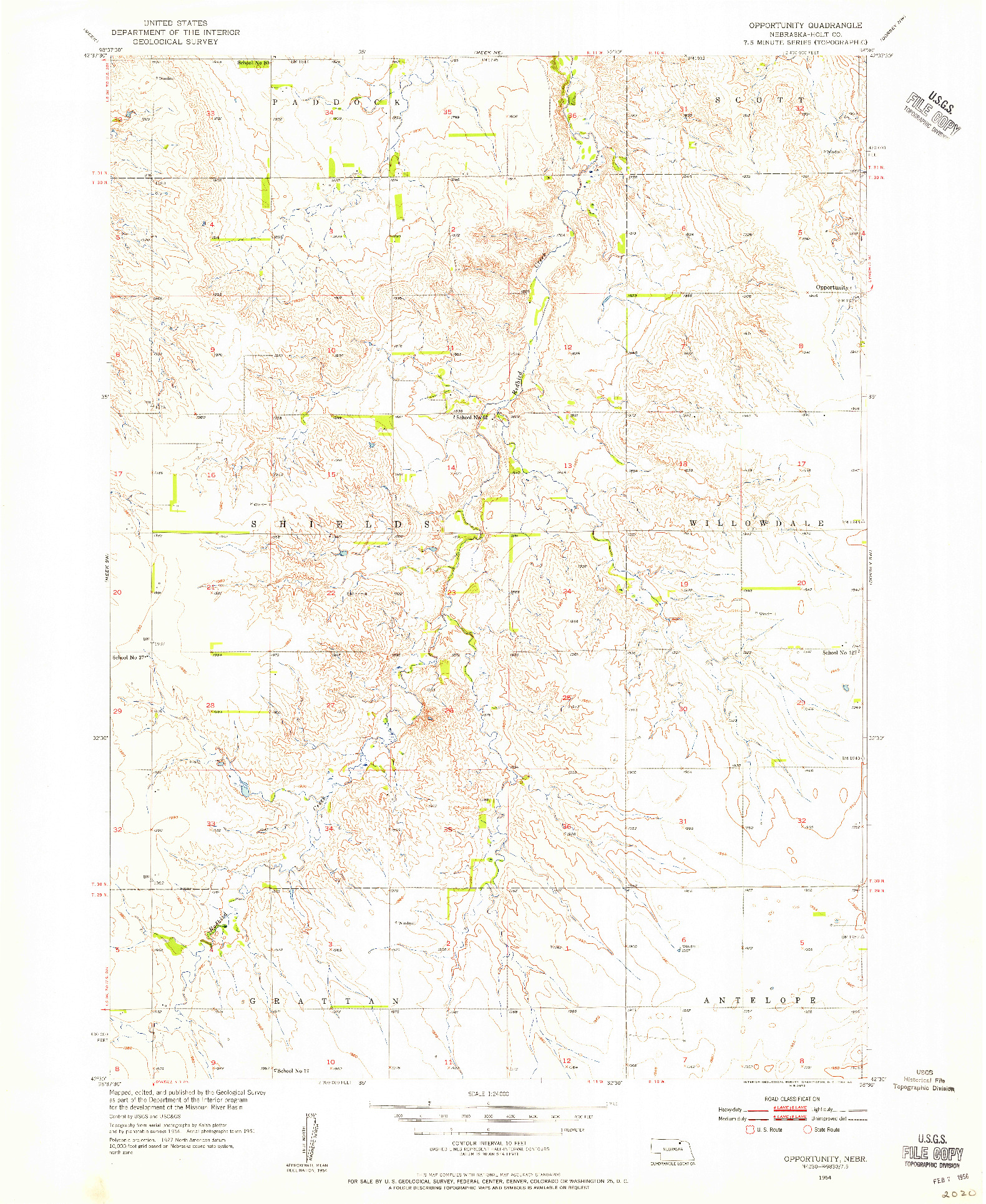 USGS 1:24000-SCALE QUADRANGLE FOR OPPORTUNITY, NE 1954
