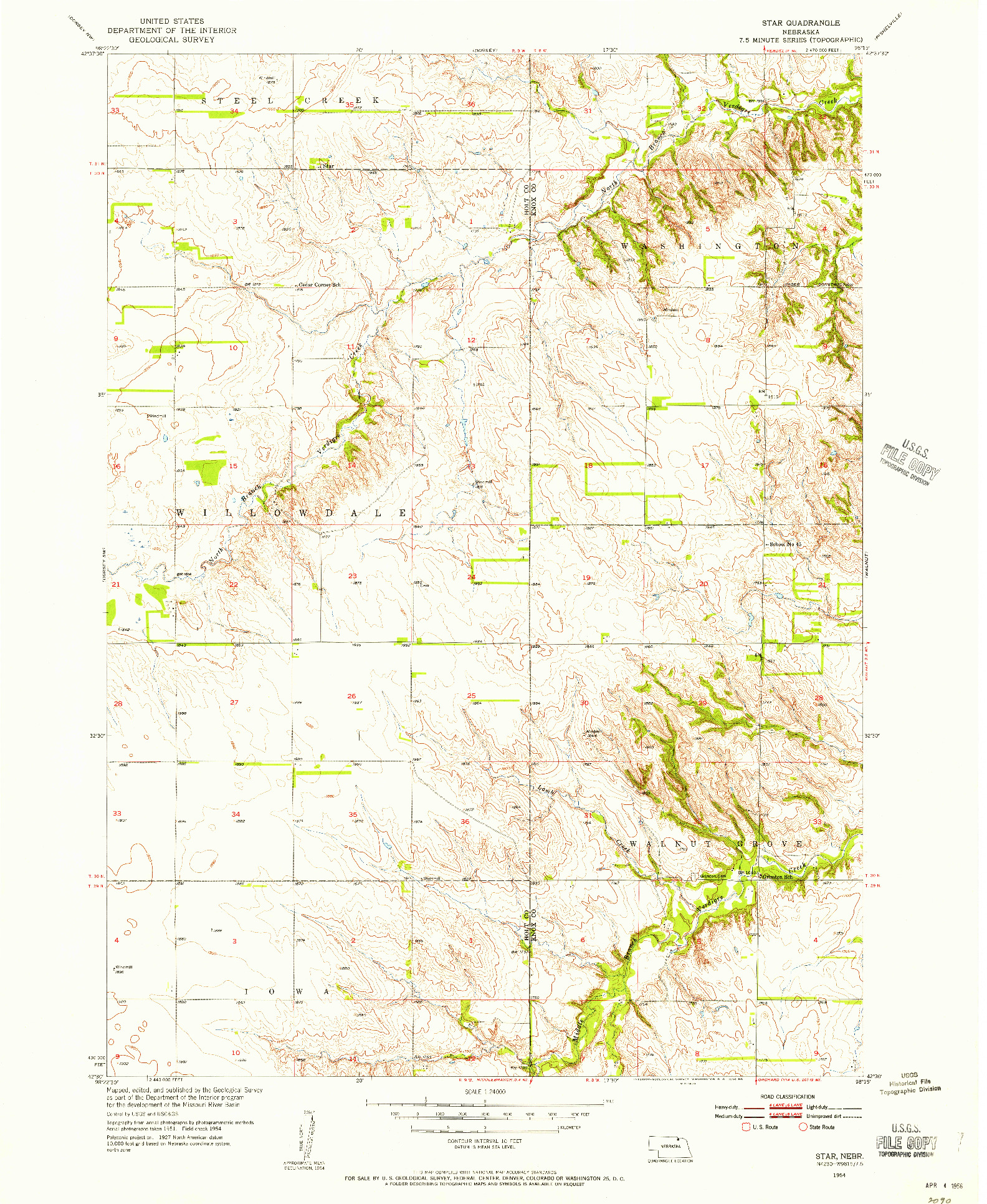 USGS 1:24000-SCALE QUADRANGLE FOR STAR, NE 1954