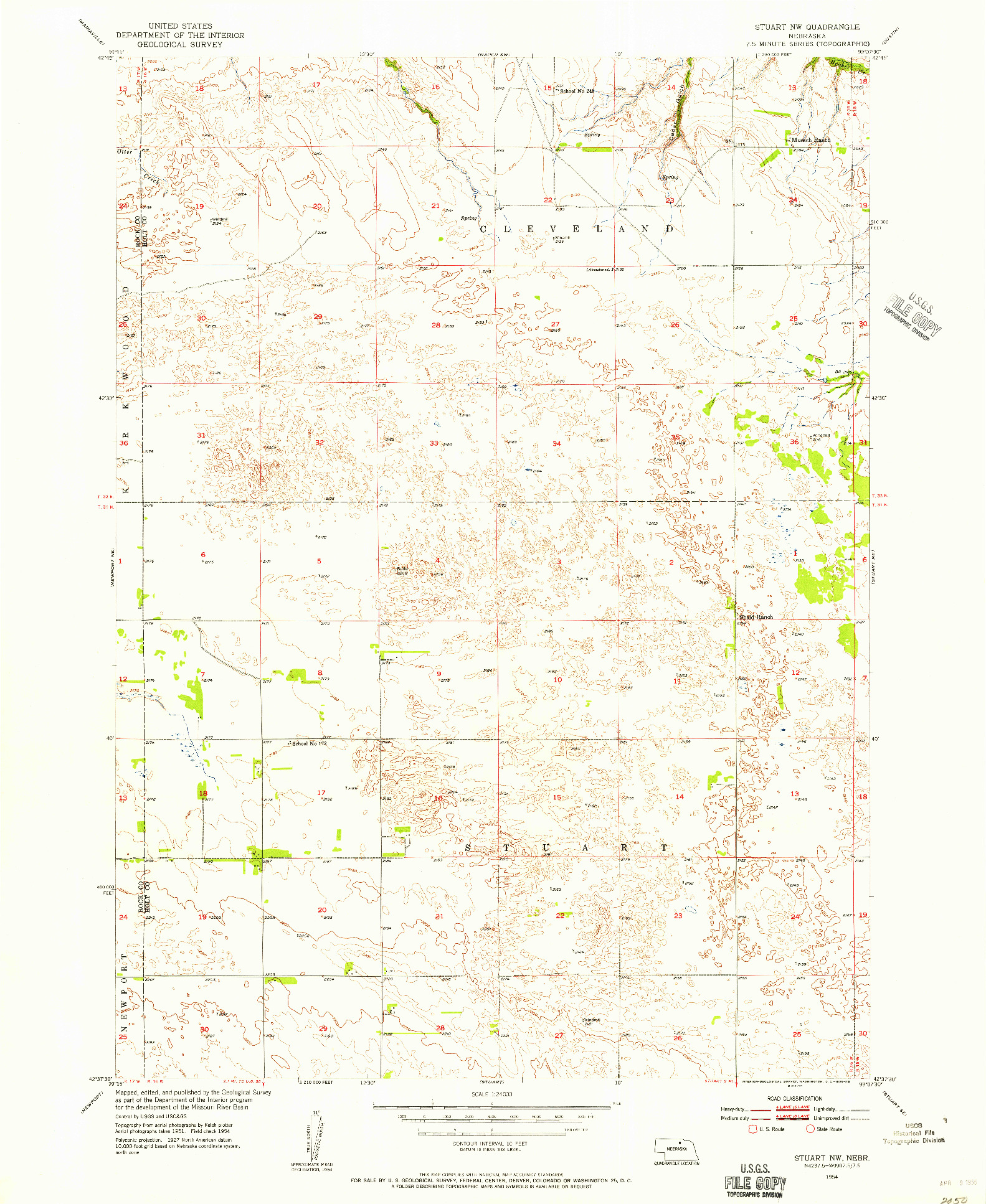 USGS 1:24000-SCALE QUADRANGLE FOR STUART NW, NE 1954