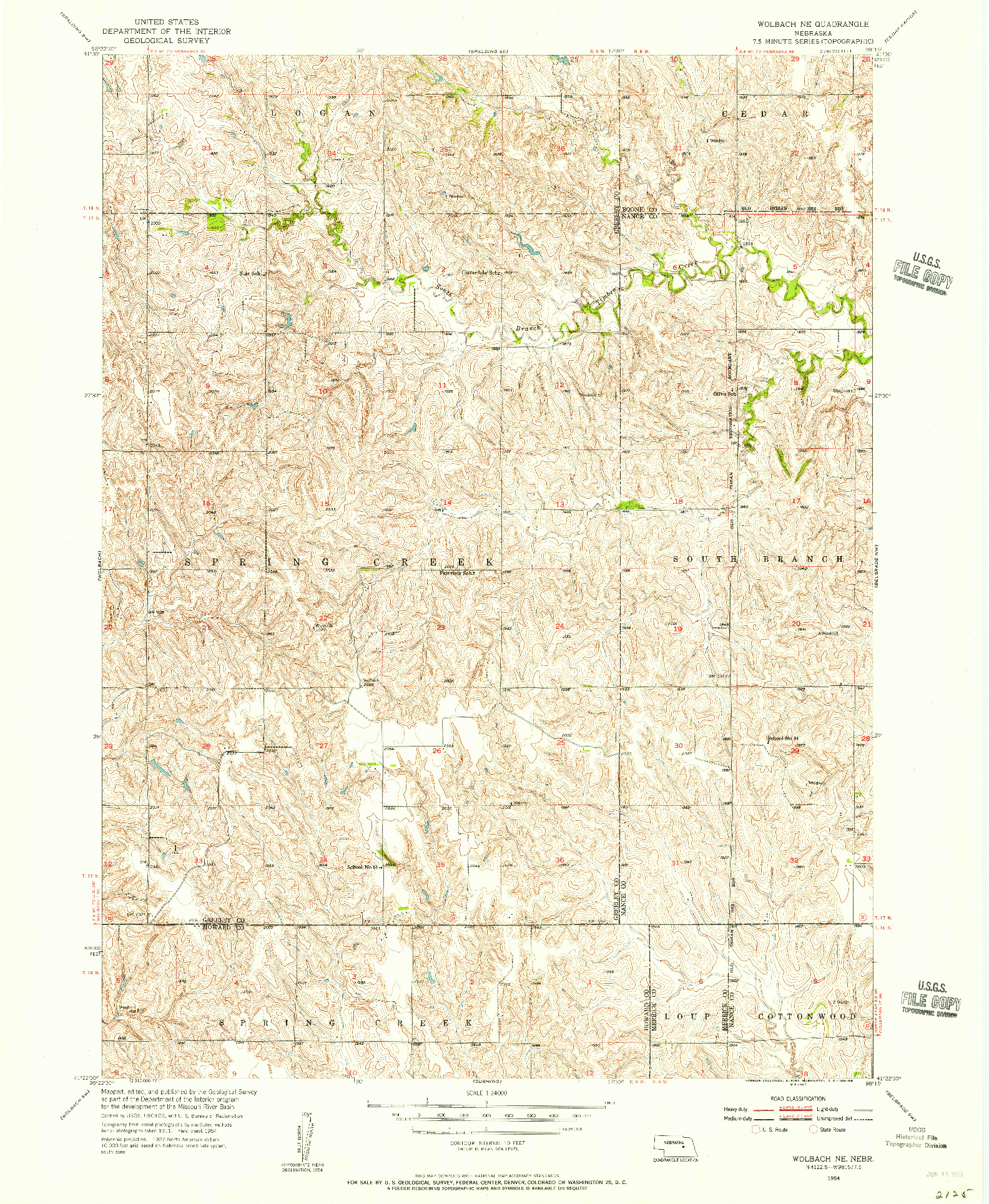 USGS 1:24000-SCALE QUADRANGLE FOR WOLBACH NE, NE 1954