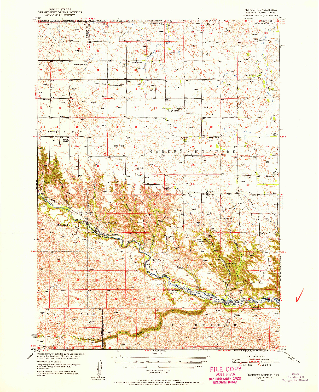 USGS 1:62500-SCALE QUADRANGLE FOR NORDEN, NE 1950