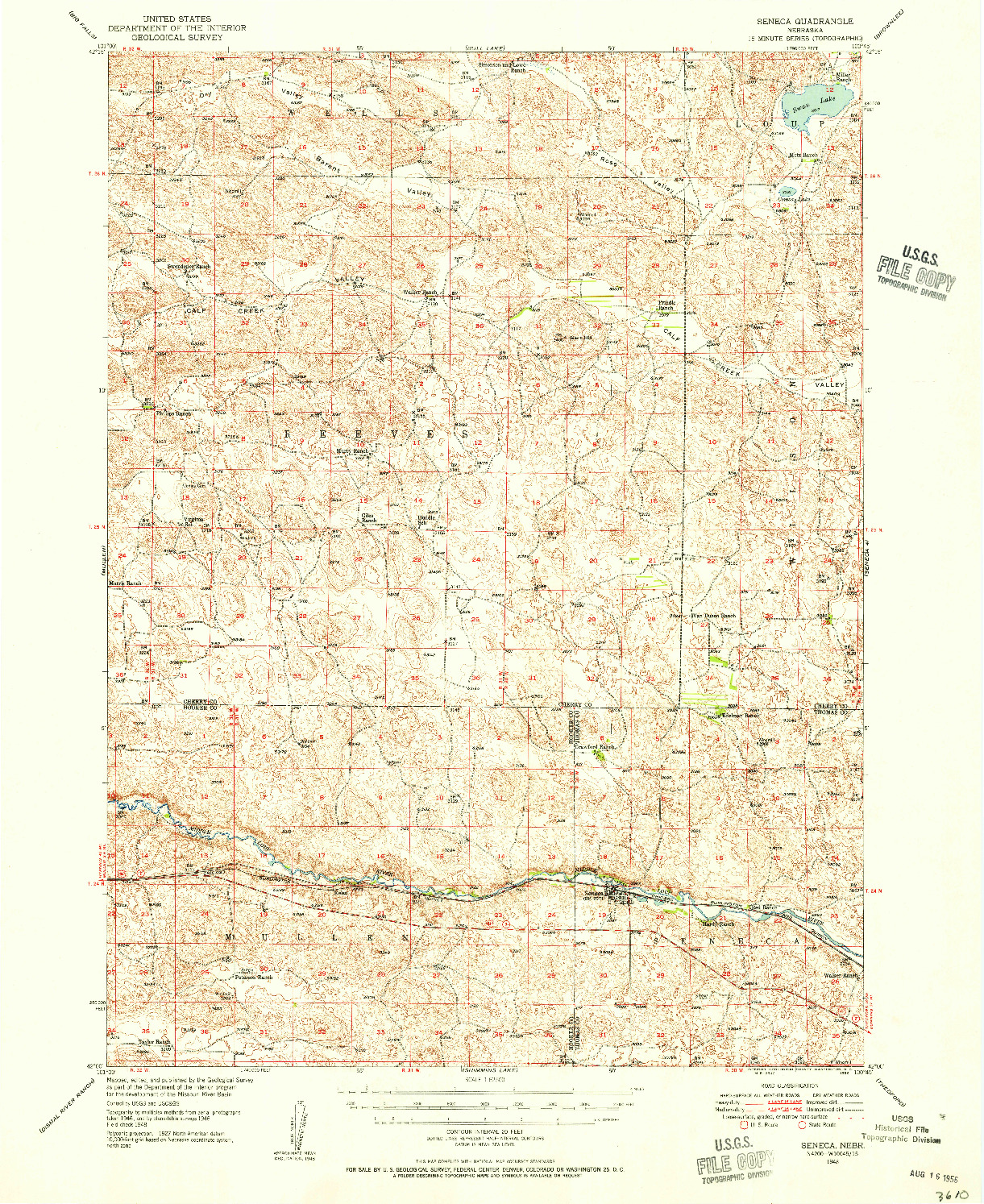 USGS 1:62500-SCALE QUADRANGLE FOR SENECA, NE 1948