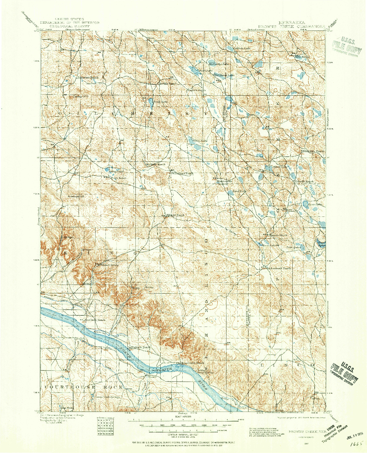 USGS 1:125000-SCALE QUADRANGLE FOR BROWNS CREEK, NE 1896