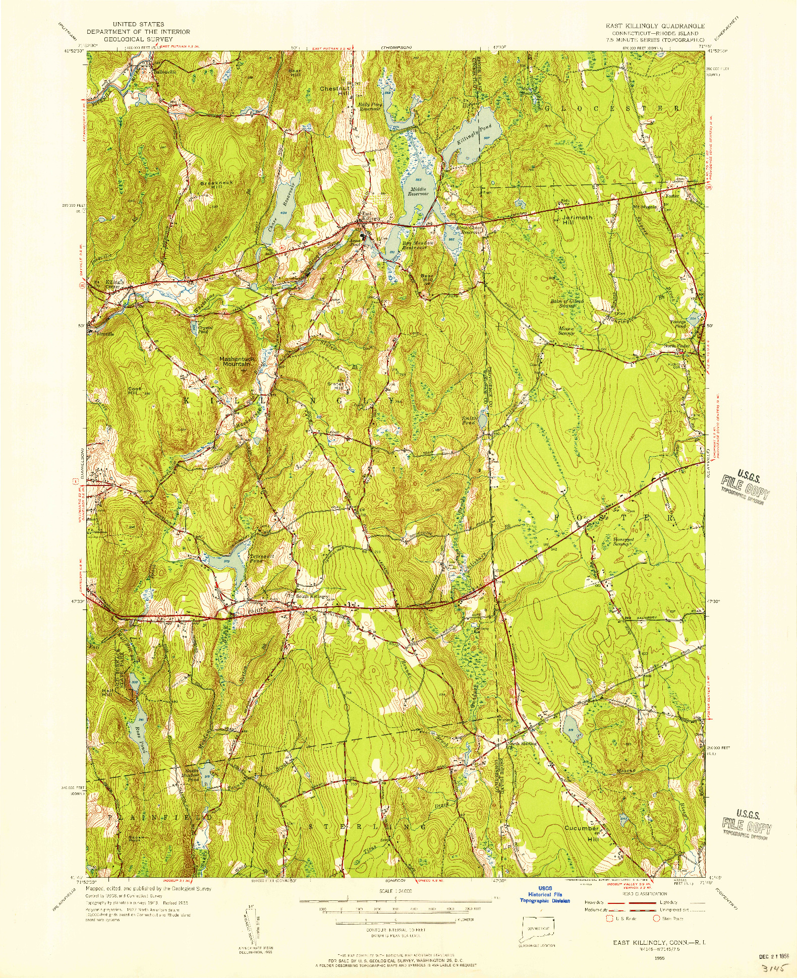 USGS 1:24000-SCALE QUADRANGLE FOR EAST KILLINGLY, CT 1955