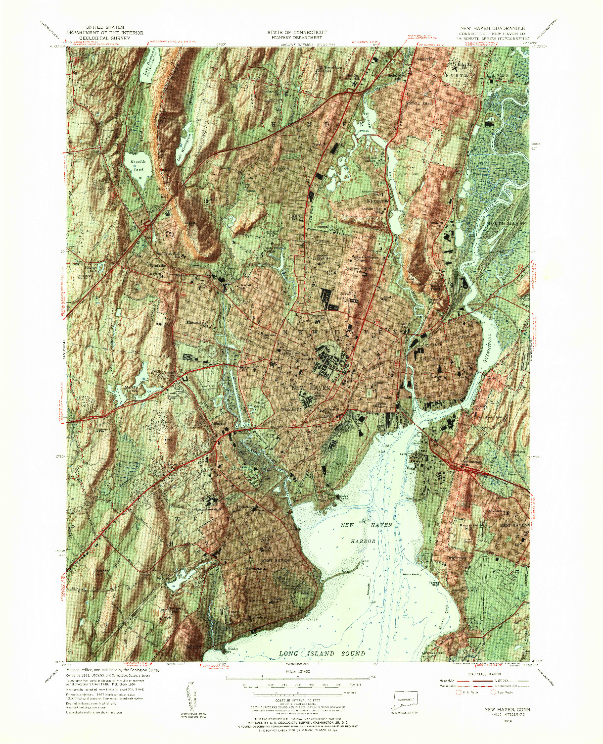 USGS 1:31680-SCALE QUADRANGLE FOR NEW HAVEN, CT 1954