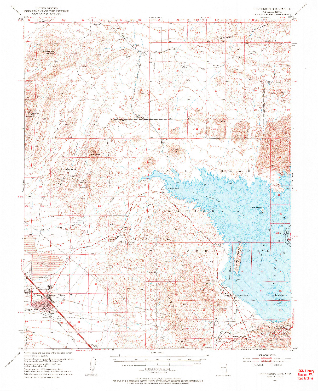 USGS 1:62500-SCALE QUADRANGLE FOR HENDERSON, NV 1952