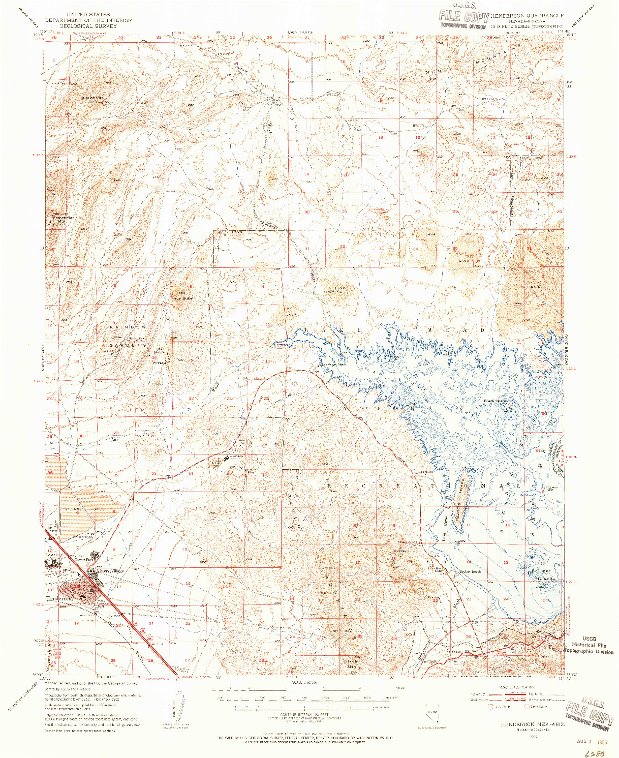 USGS 1:62500-SCALE QUADRANGLE FOR HENDERSON, NV 1952