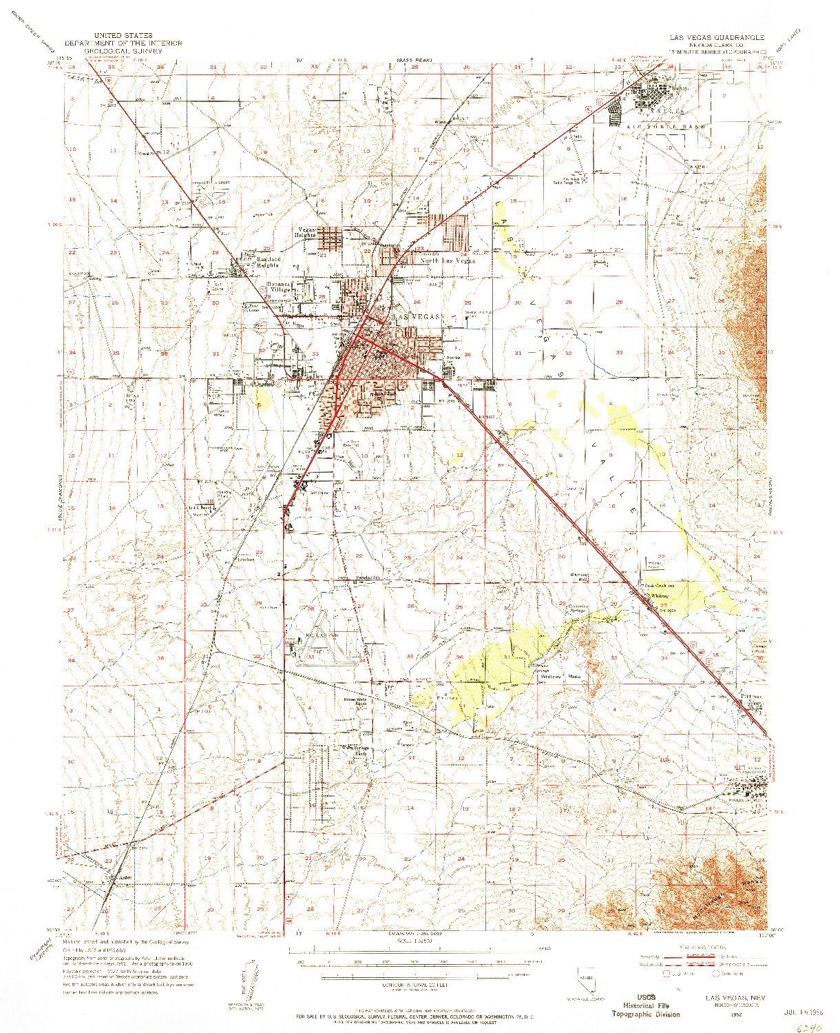 USGS 1:62500-SCALE QUADRANGLE FOR LAS VEGAS, NV 1952