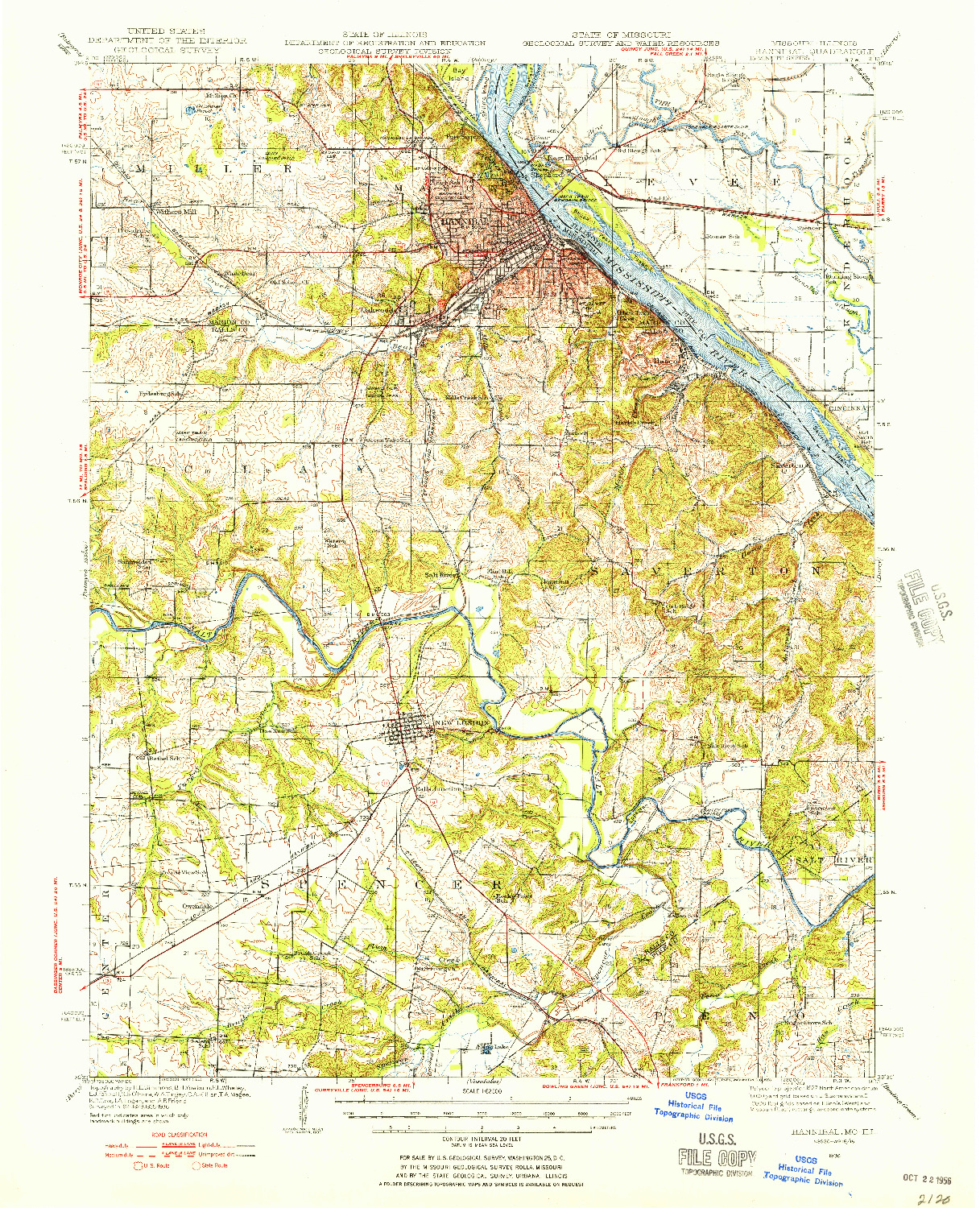 USGS 1:62500-SCALE QUADRANGLE FOR HANNIBAL, MO 1936