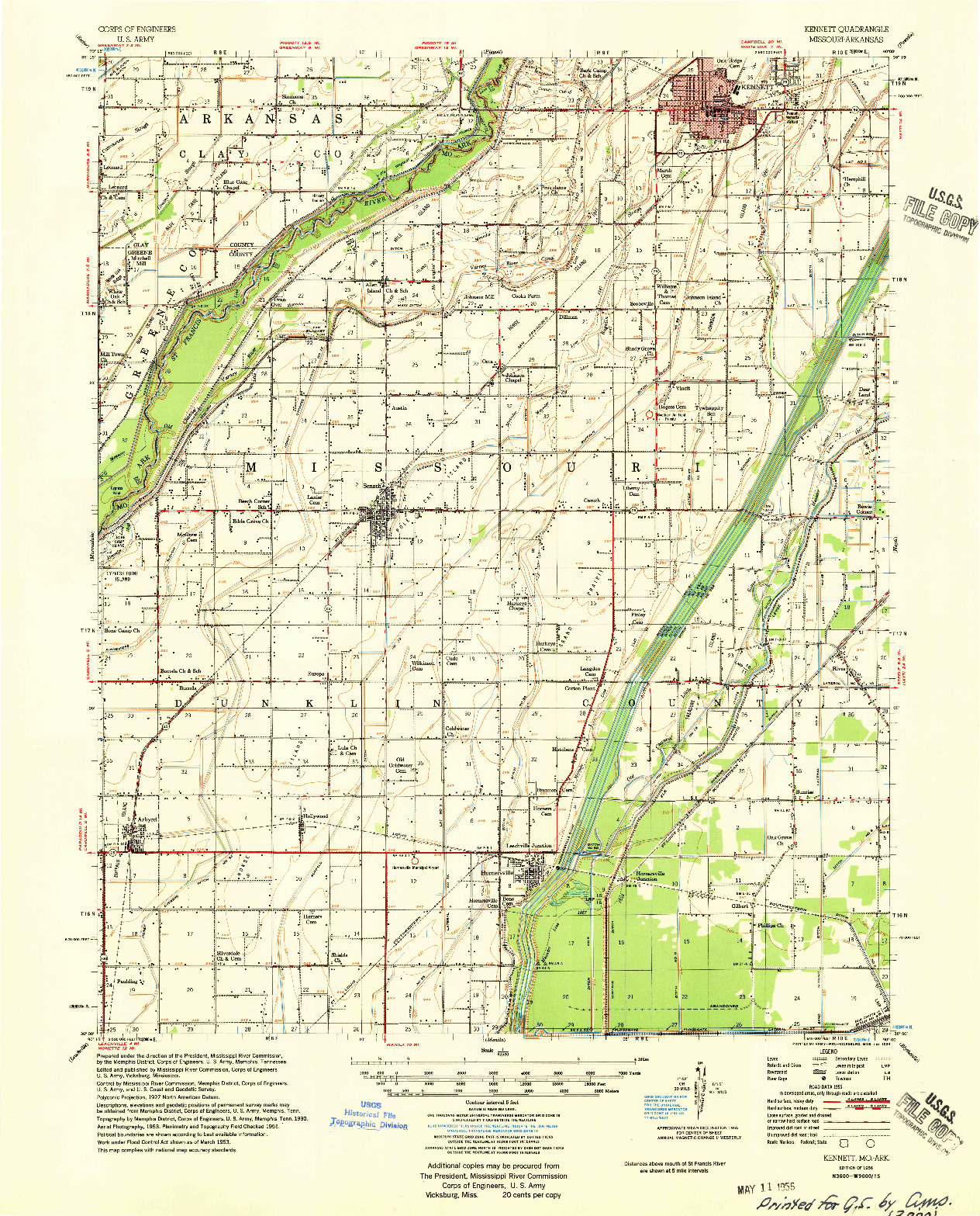 USGS 1:62500-SCALE QUADRANGLE FOR KENNETT, MO 1956