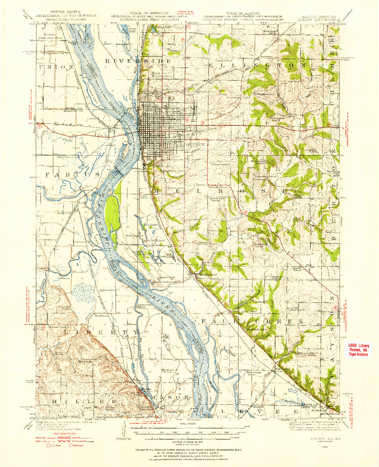 USGS 1:62500-SCALE QUADRANGLE FOR QUINCY, MO 1944