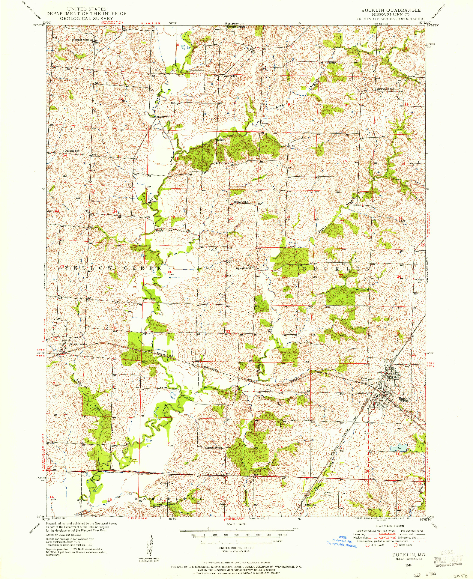 USGS 1:24000-SCALE QUADRANGLE FOR BUCKLIN, MO 1949