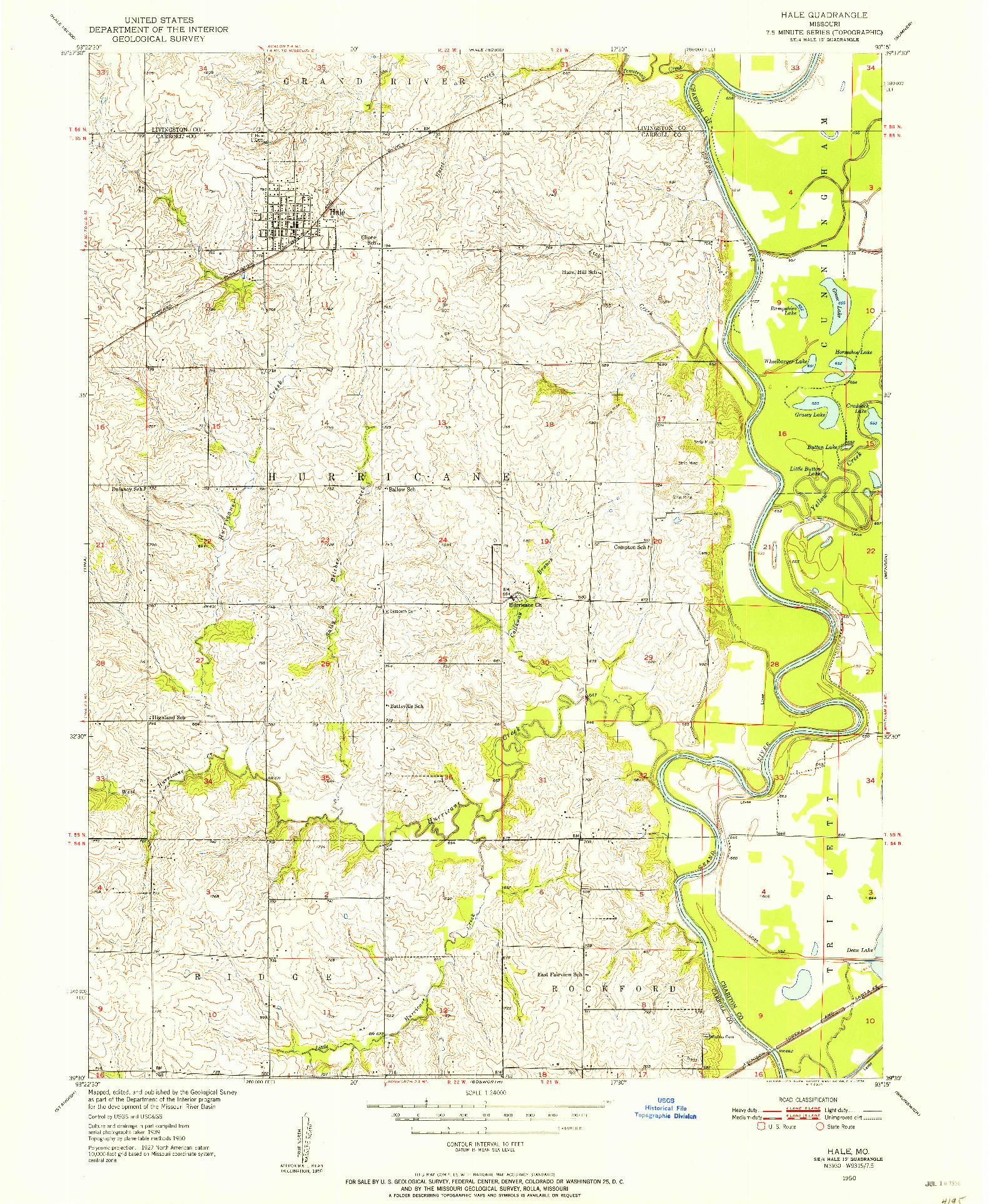 USGS 1:24000-SCALE QUADRANGLE FOR HALE, MO 1950