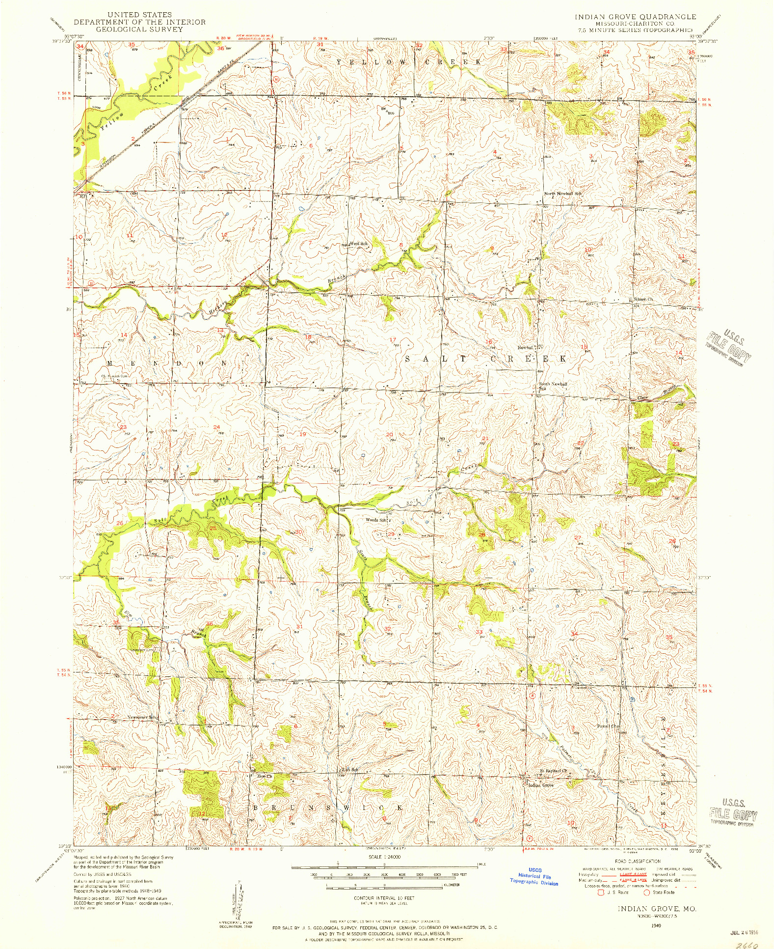 USGS 1:24000-SCALE QUADRANGLE FOR INDIAN GROVE, MO 1949
