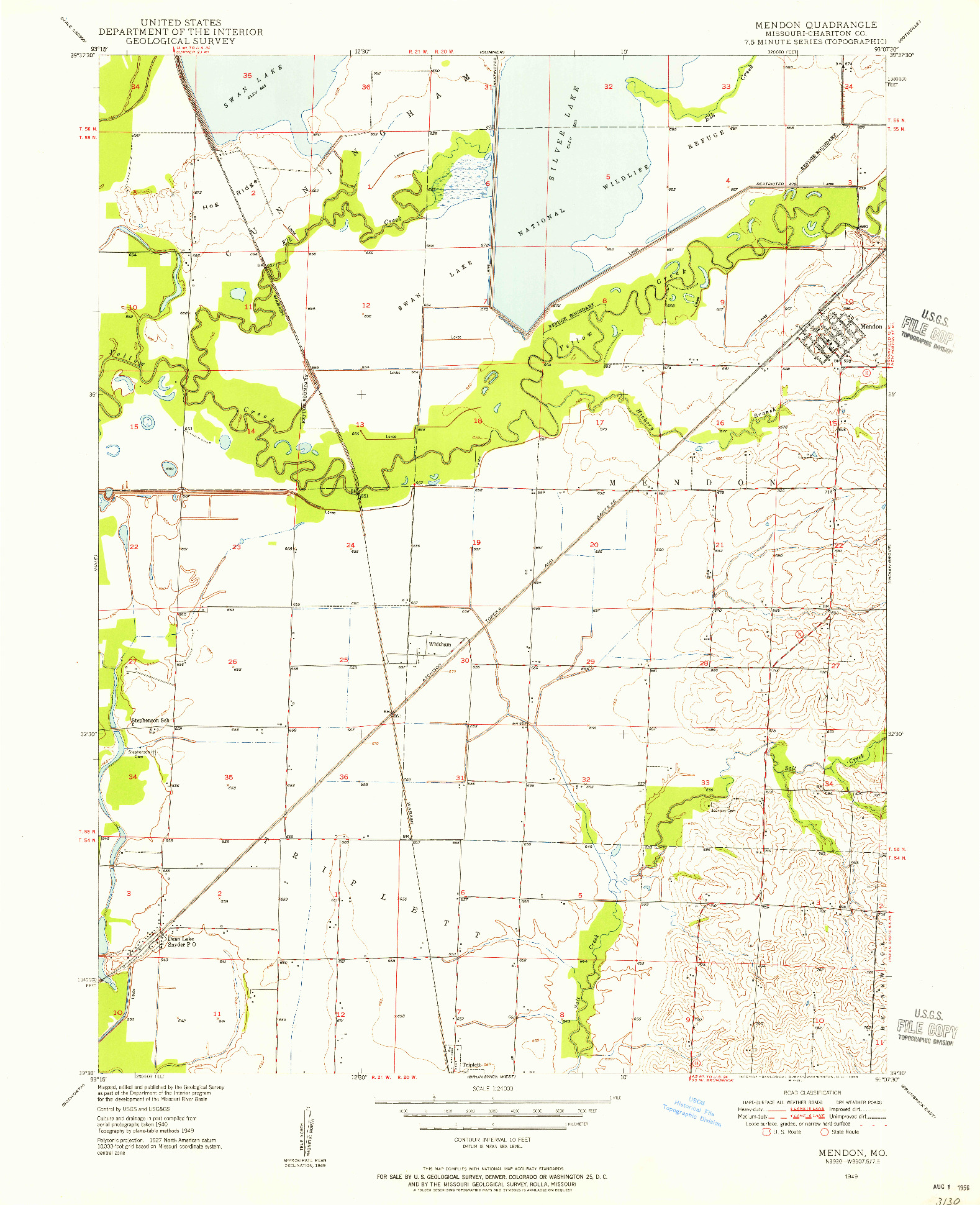 USGS 1:24000-SCALE QUADRANGLE FOR MENDON, MO 1949