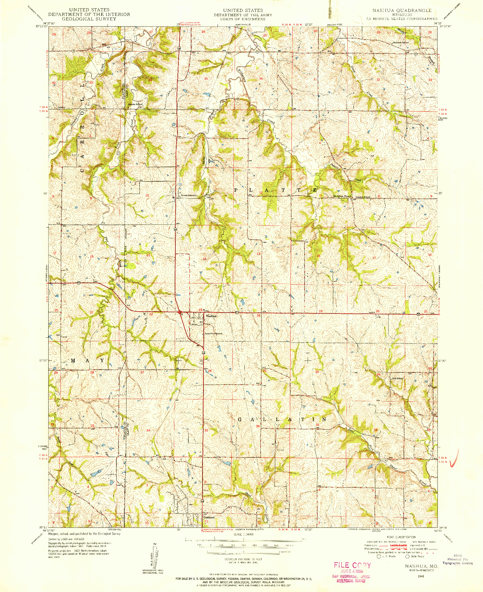 USGS 1:24000-SCALE QUADRANGLE FOR NASHUA, MO 1948