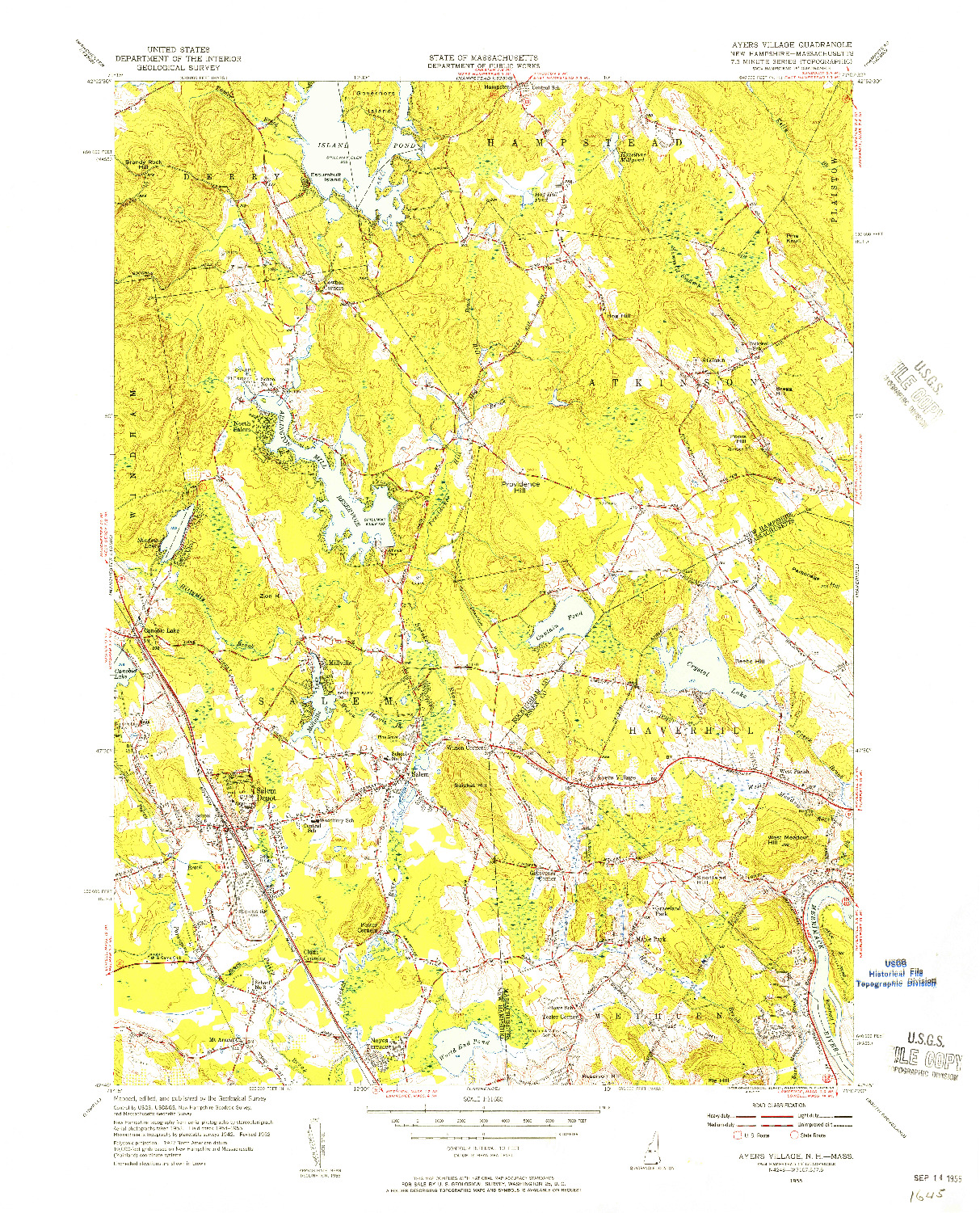 USGS 1:31680-SCALE QUADRANGLE FOR AYERS VILLAGE, NH 1955