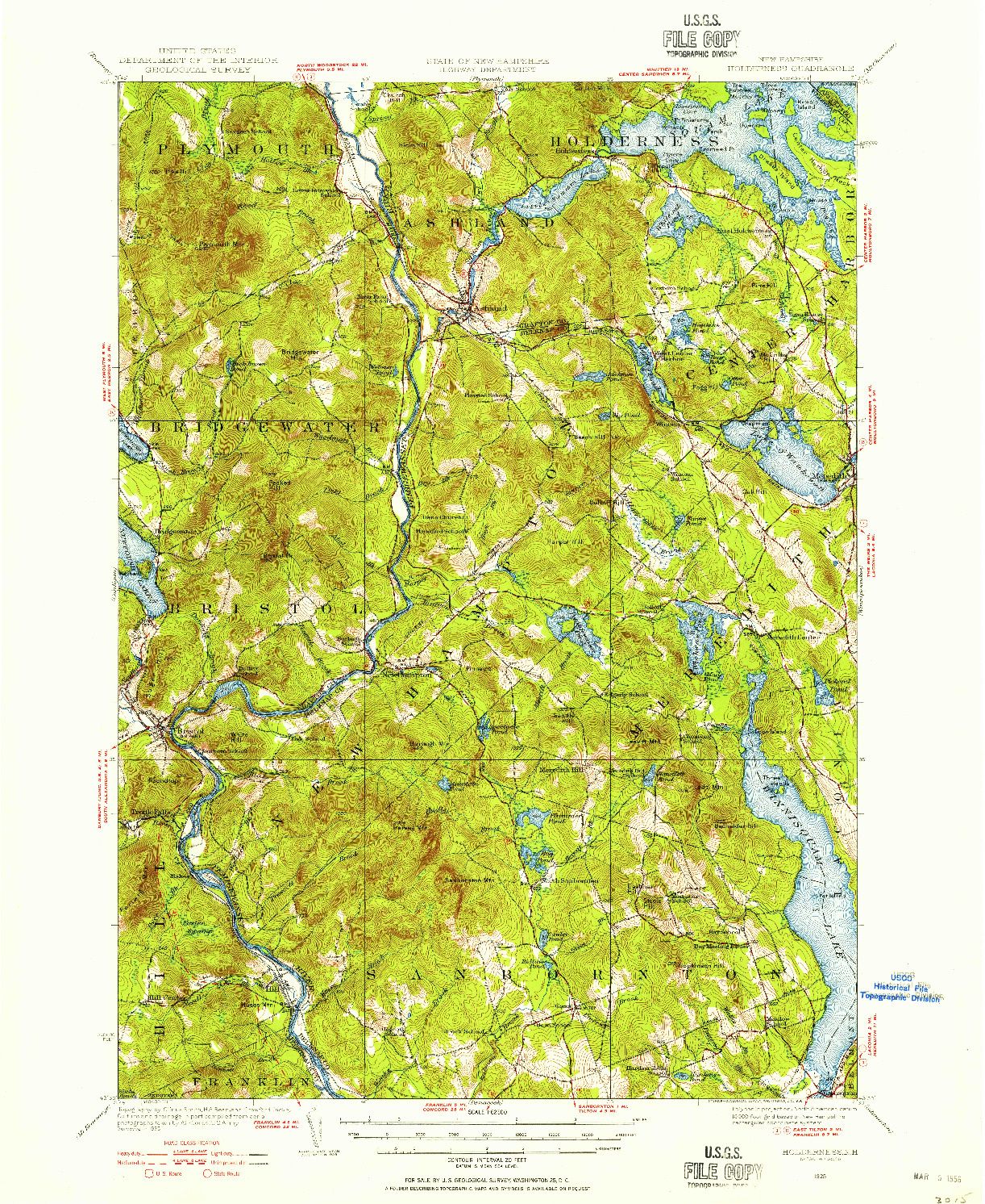 USGS 1:62500-SCALE QUADRANGLE FOR HOLDERNESS, NH 1925