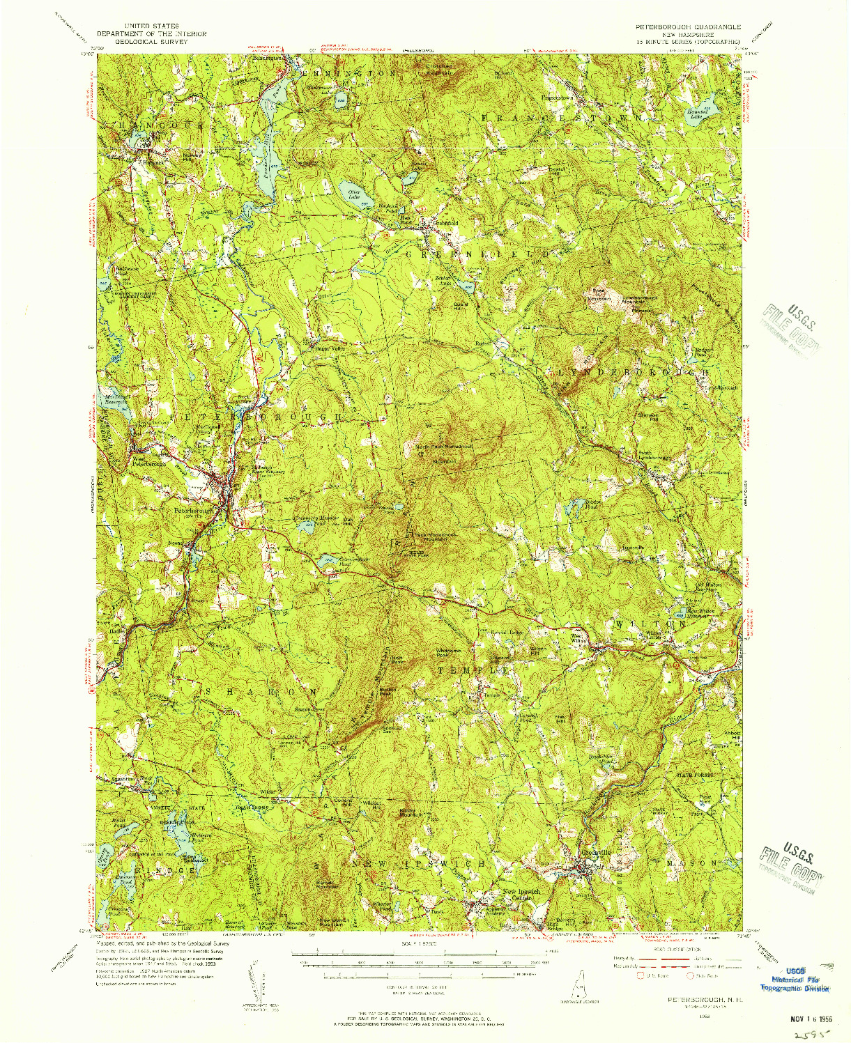 USGS 1:62500-SCALE QUADRANGLE FOR PETERBOROUGH, NH 1953