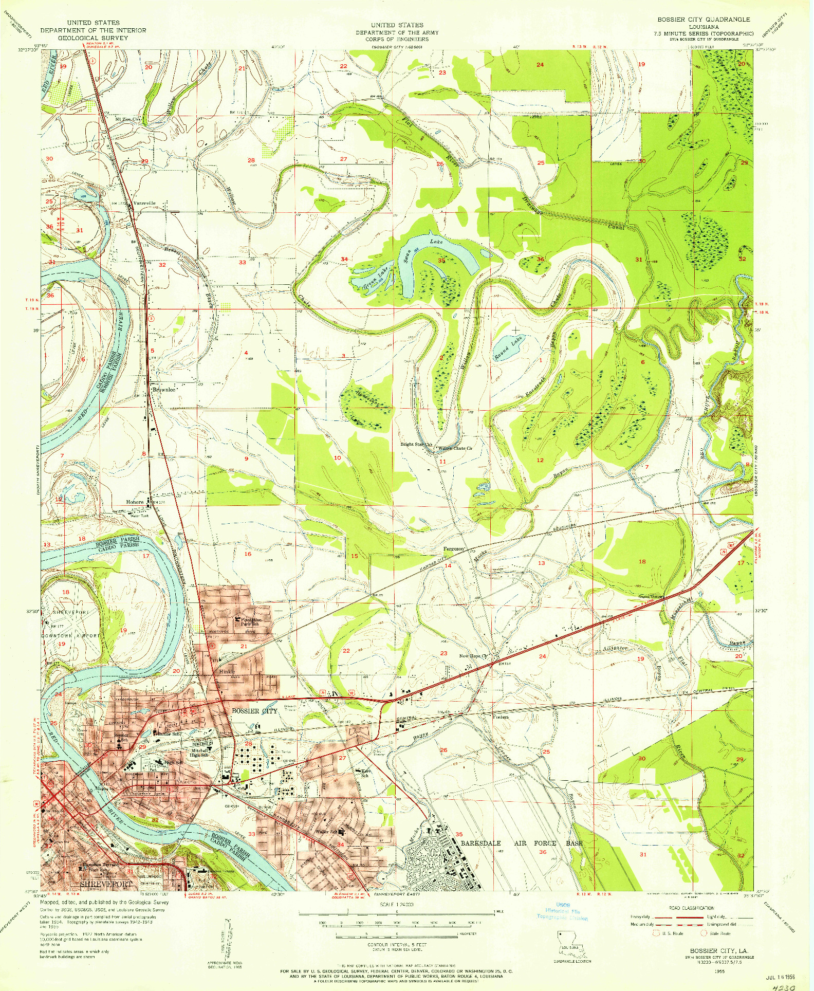 USGS 1:24000-SCALE QUADRANGLE FOR BOSSIER CITY, LA 1955