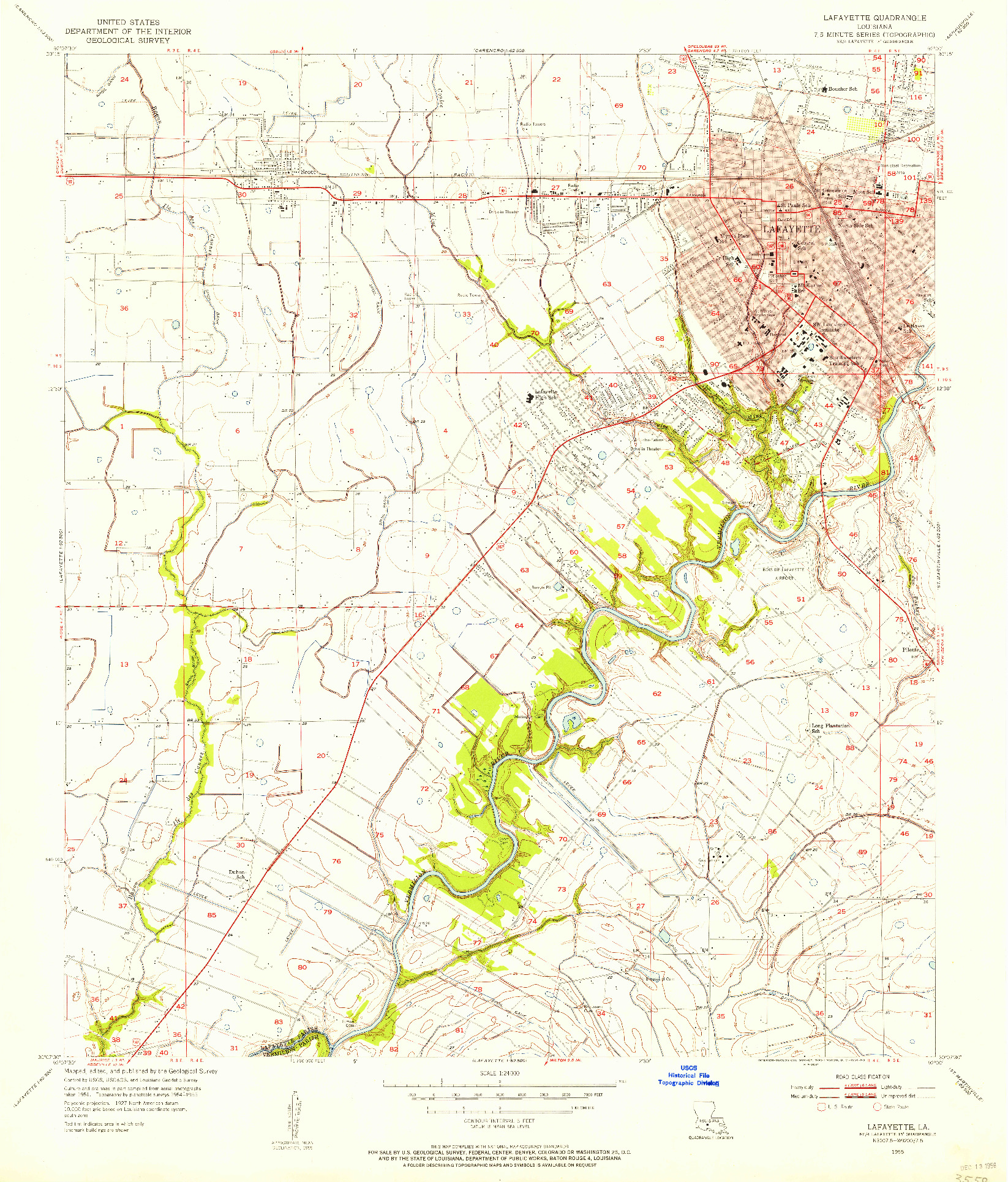 USGS 1:24000-SCALE QUADRANGLE FOR LAFAYETTE, LA 1955