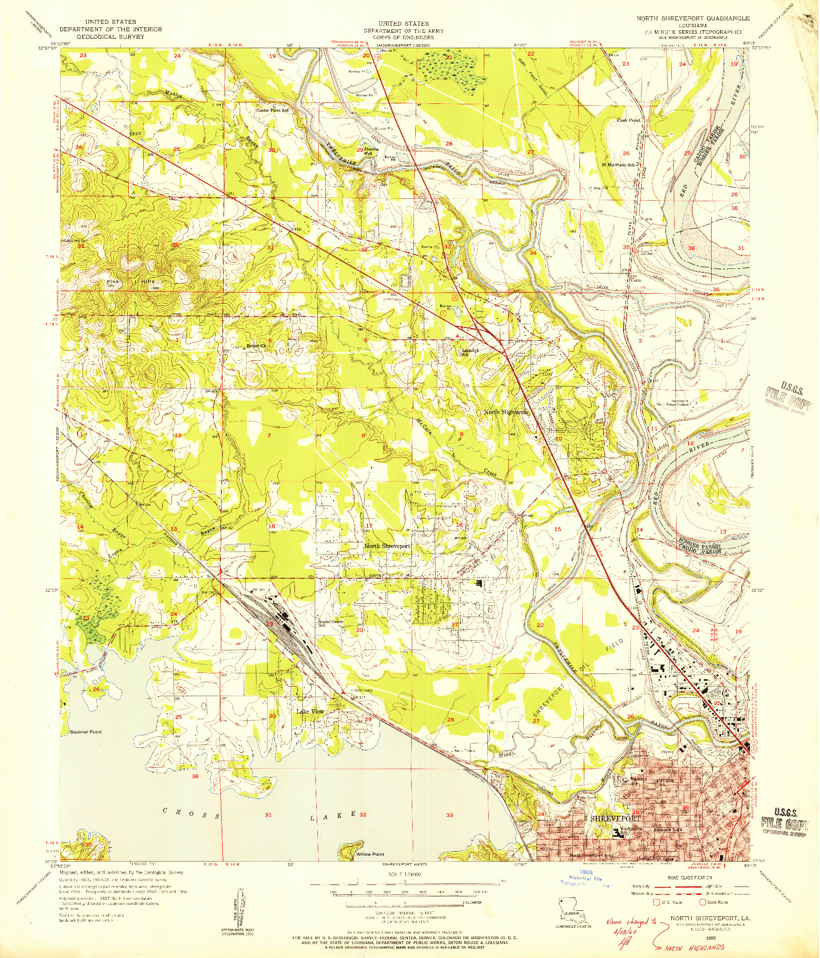 USGS 1:24000-SCALE QUADRANGLE FOR NORTH SHREVEPORT, LA 1955