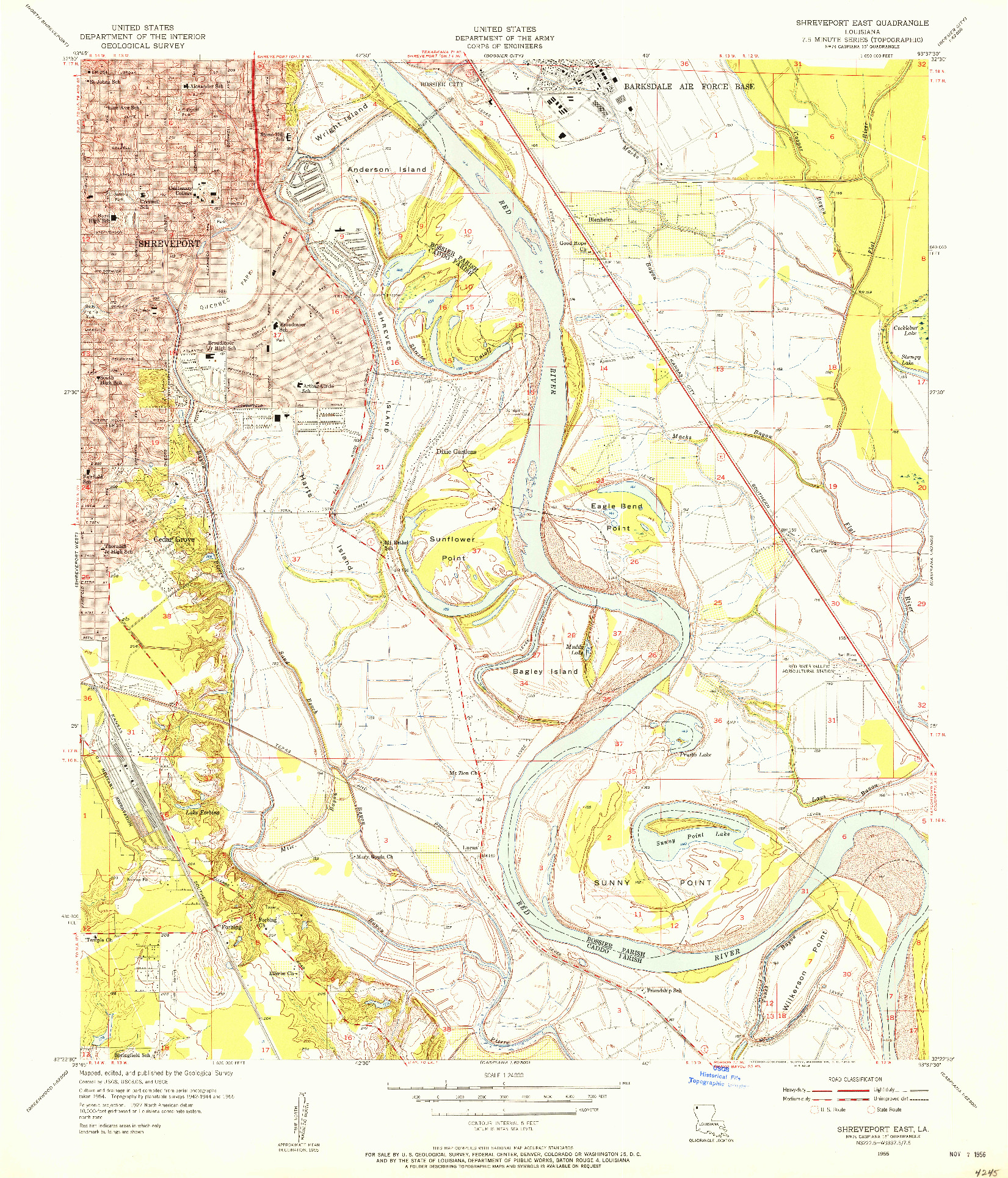 USGS 1:24000-SCALE QUADRANGLE FOR SHREVEPORT EAST, LA 1955