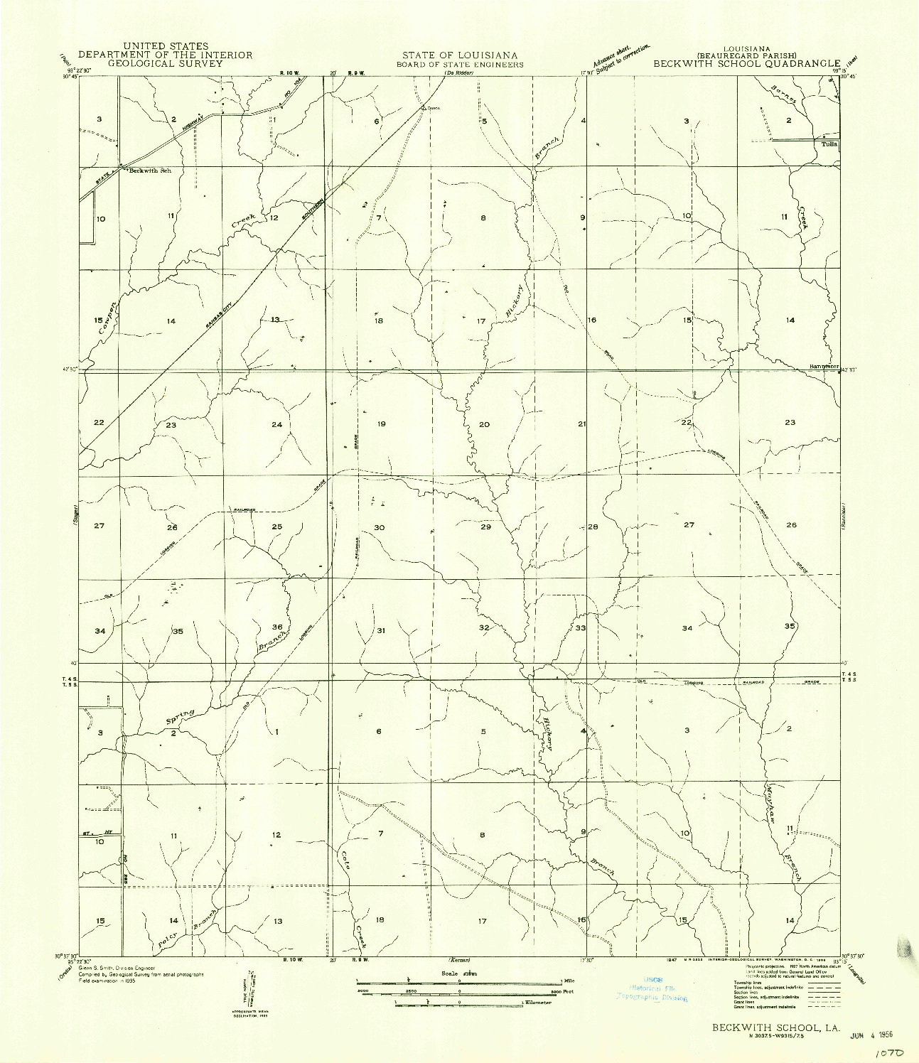 USGS 1:31680-SCALE QUADRANGLE FOR BECKWITH SCHOOL, LA 1956