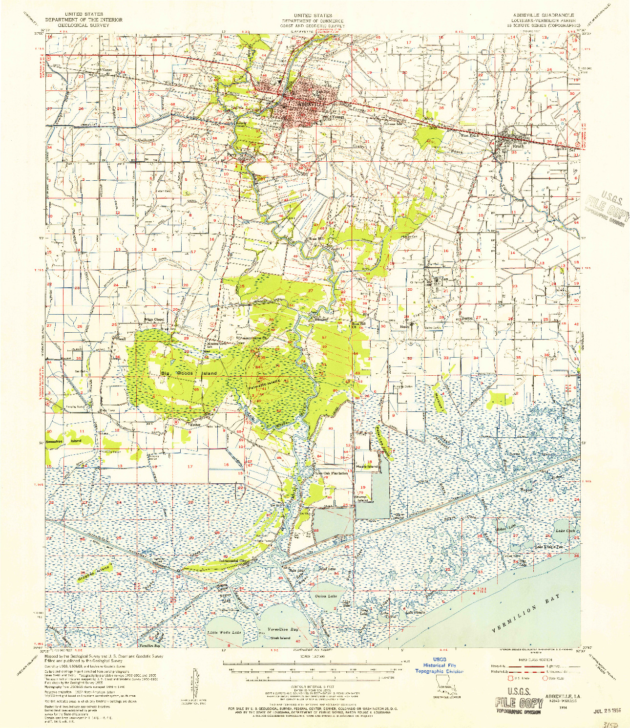 USGS 1:62500-SCALE QUADRANGLE FOR ABBEVILLE, LA 1954