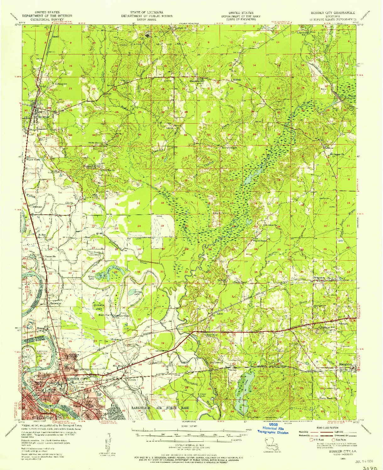 USGS 1:62500-SCALE QUADRANGLE FOR BOSSIER CITY, LA 1955