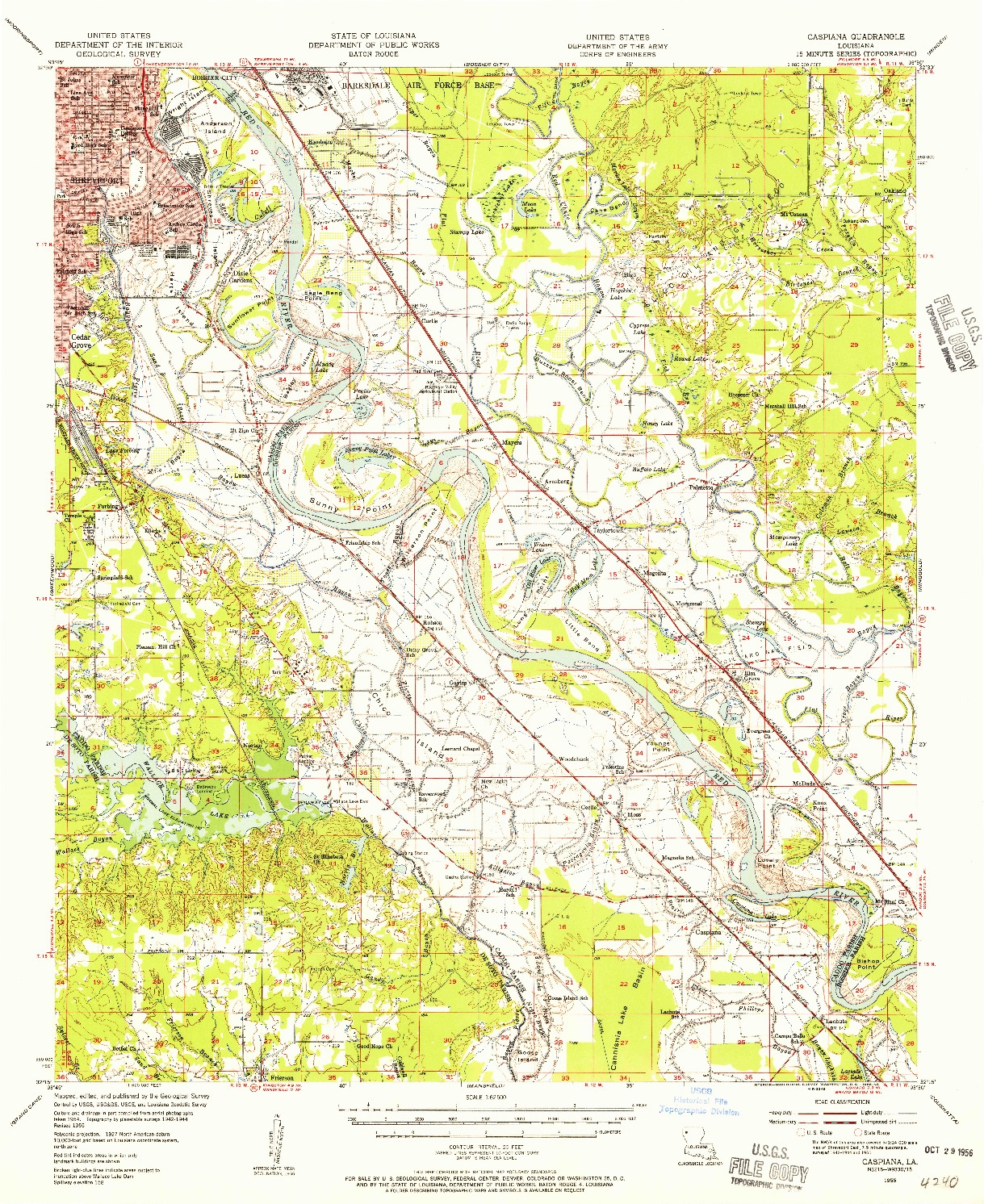 USGS 1:62500-SCALE QUADRANGLE FOR CASPIANA, LA 1955