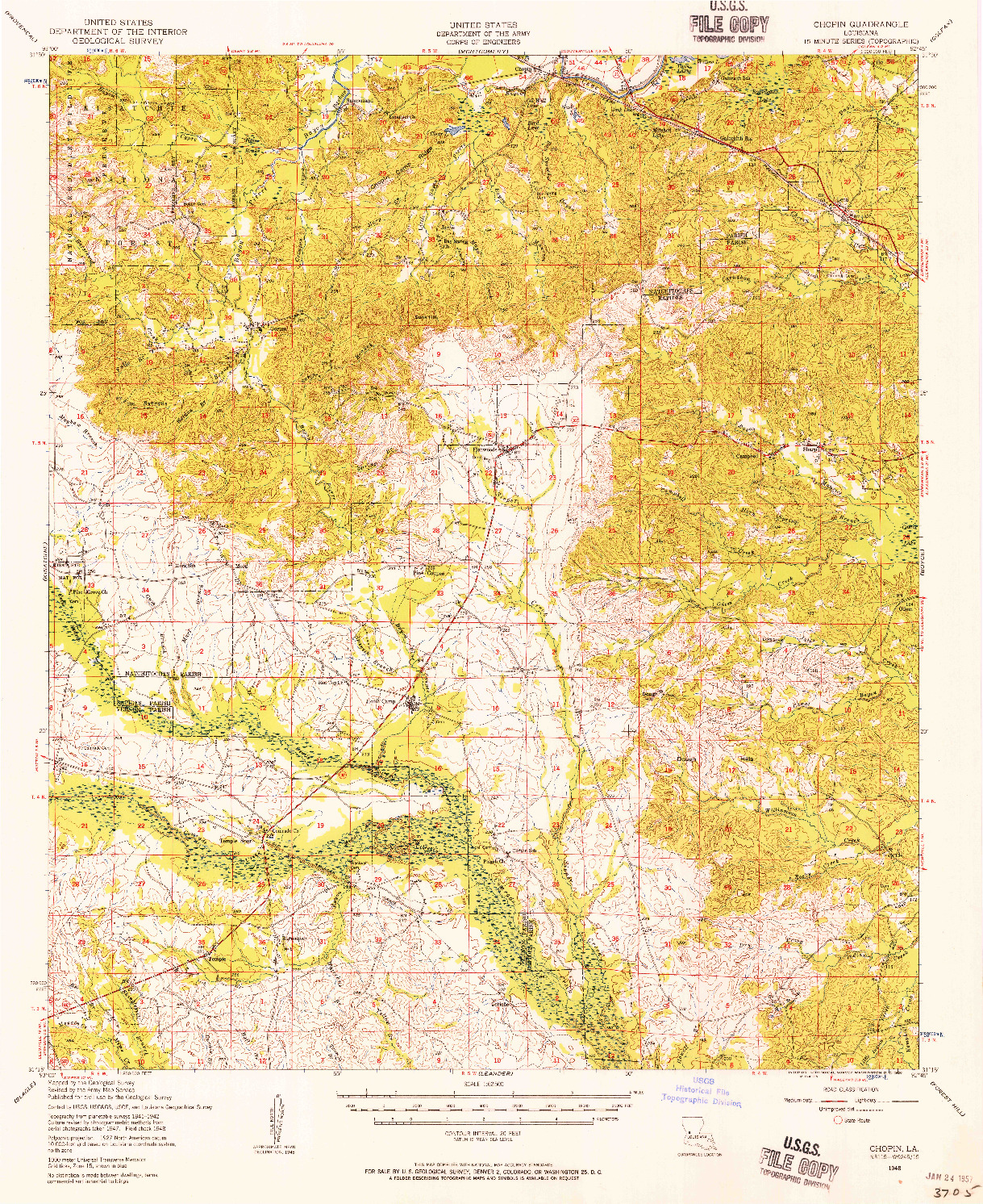 USGS 1:62500-SCALE QUADRANGLE FOR CHOPIN, LA 1948
