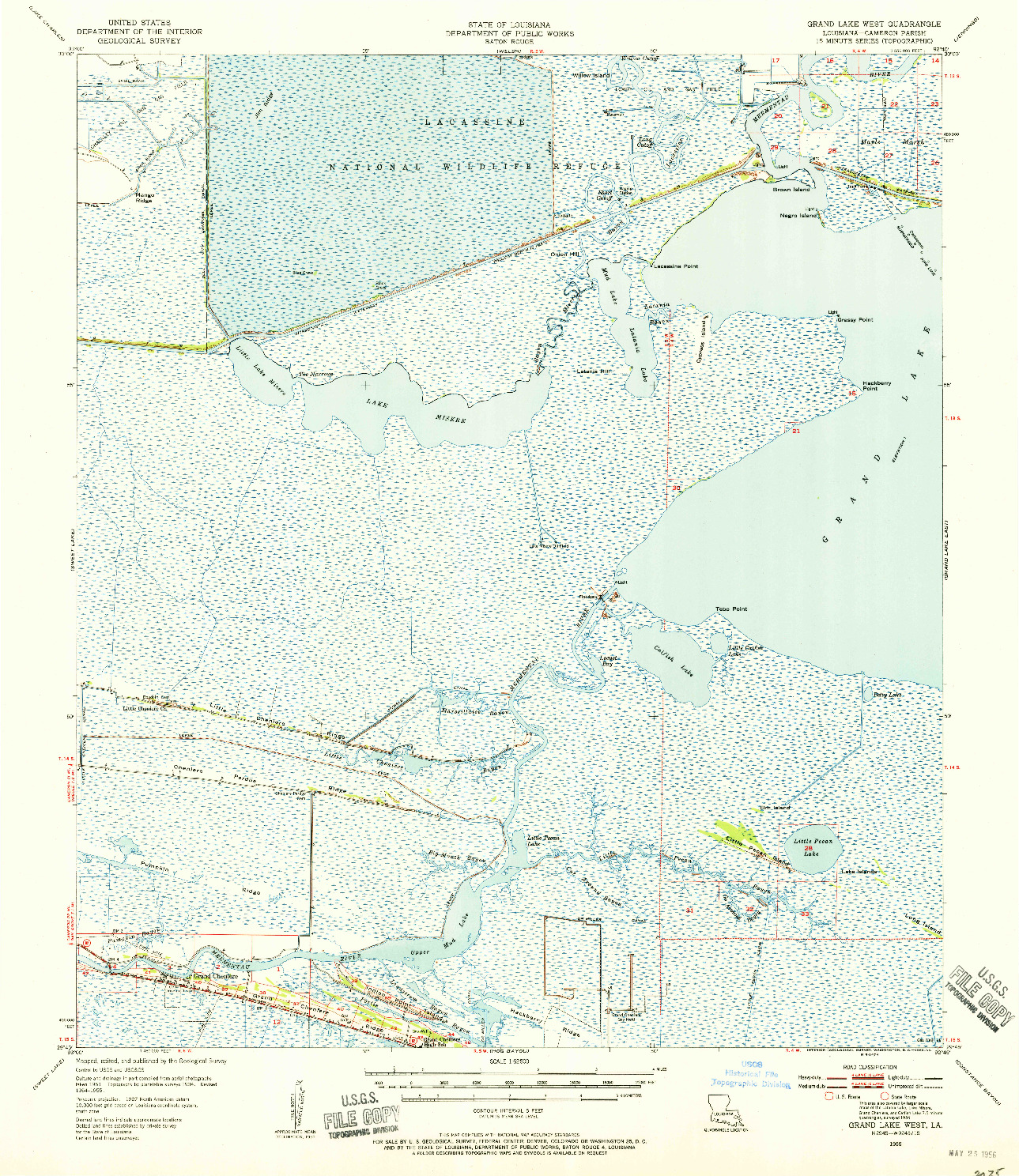 USGS 1:62500-SCALE QUADRANGLE FOR GRAND LAKE WEST, LA 1955