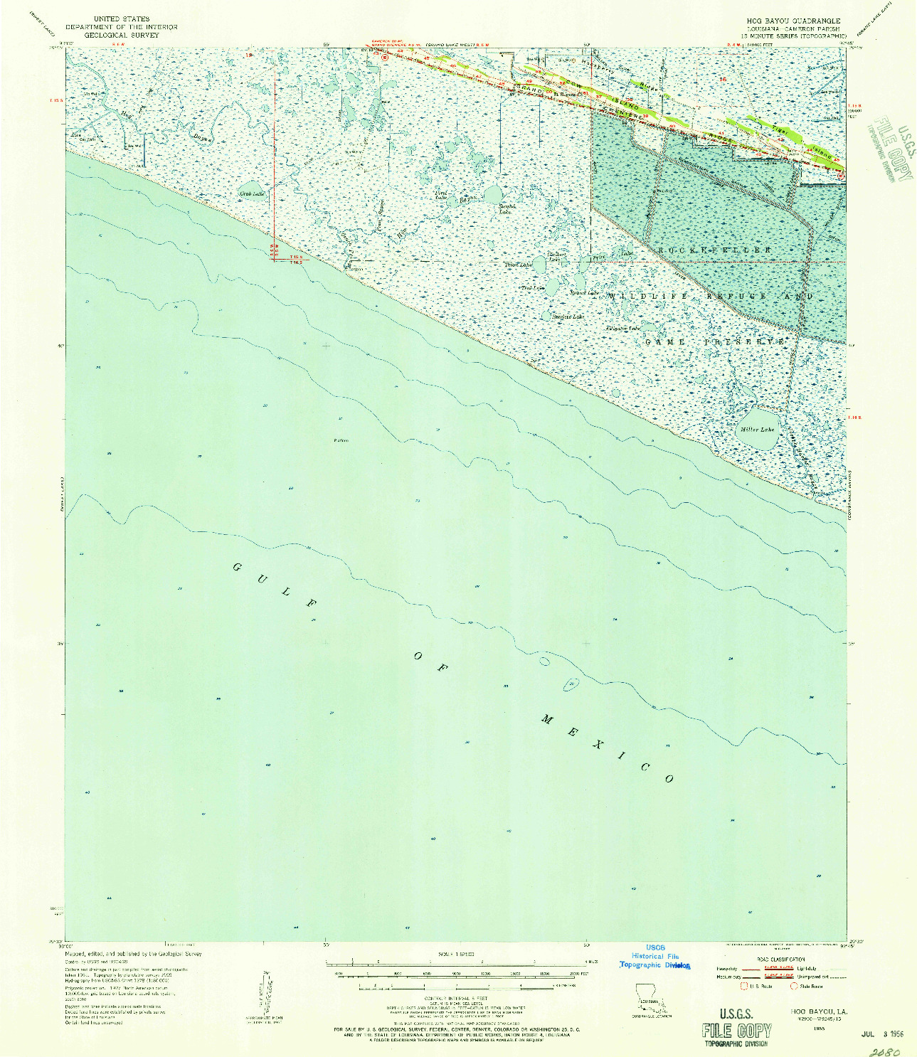 USGS 1:62500-SCALE QUADRANGLE FOR HOG BAYOU, LA 1955