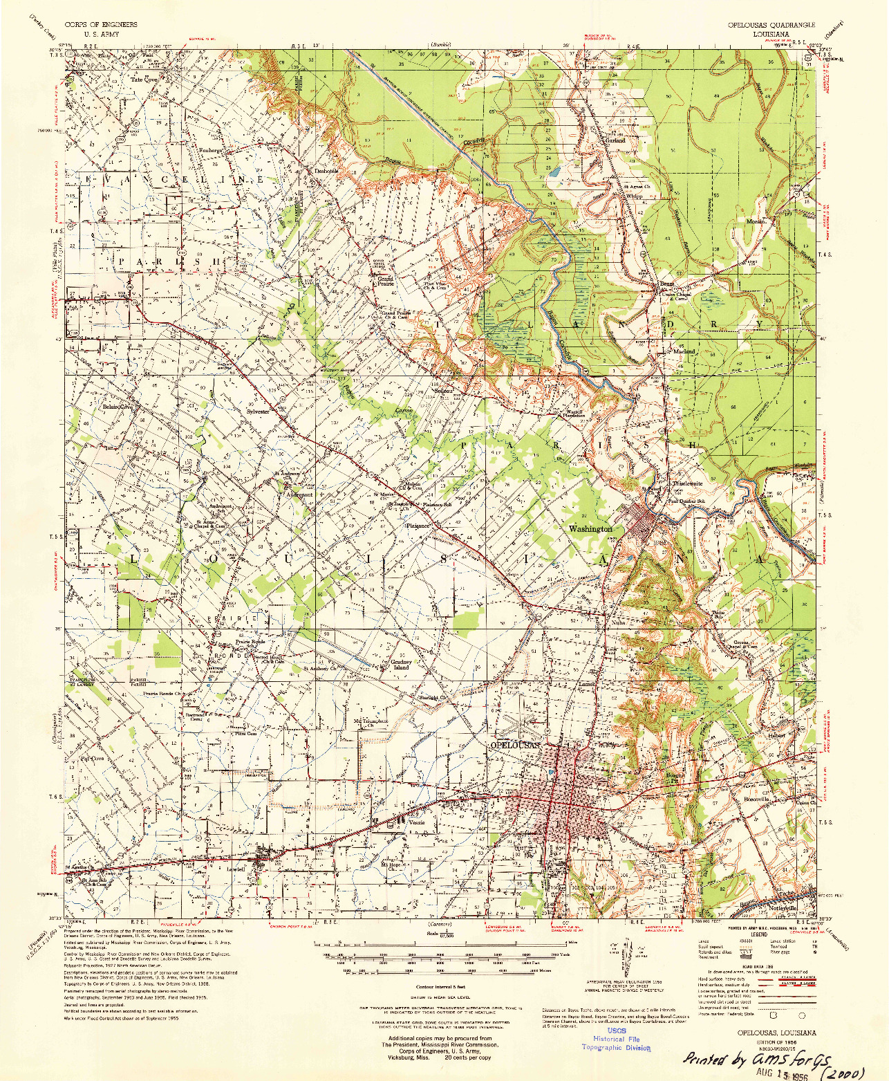 USGS 1:62500-SCALE QUADRANGLE FOR OPELOUSAS, LA 1956
