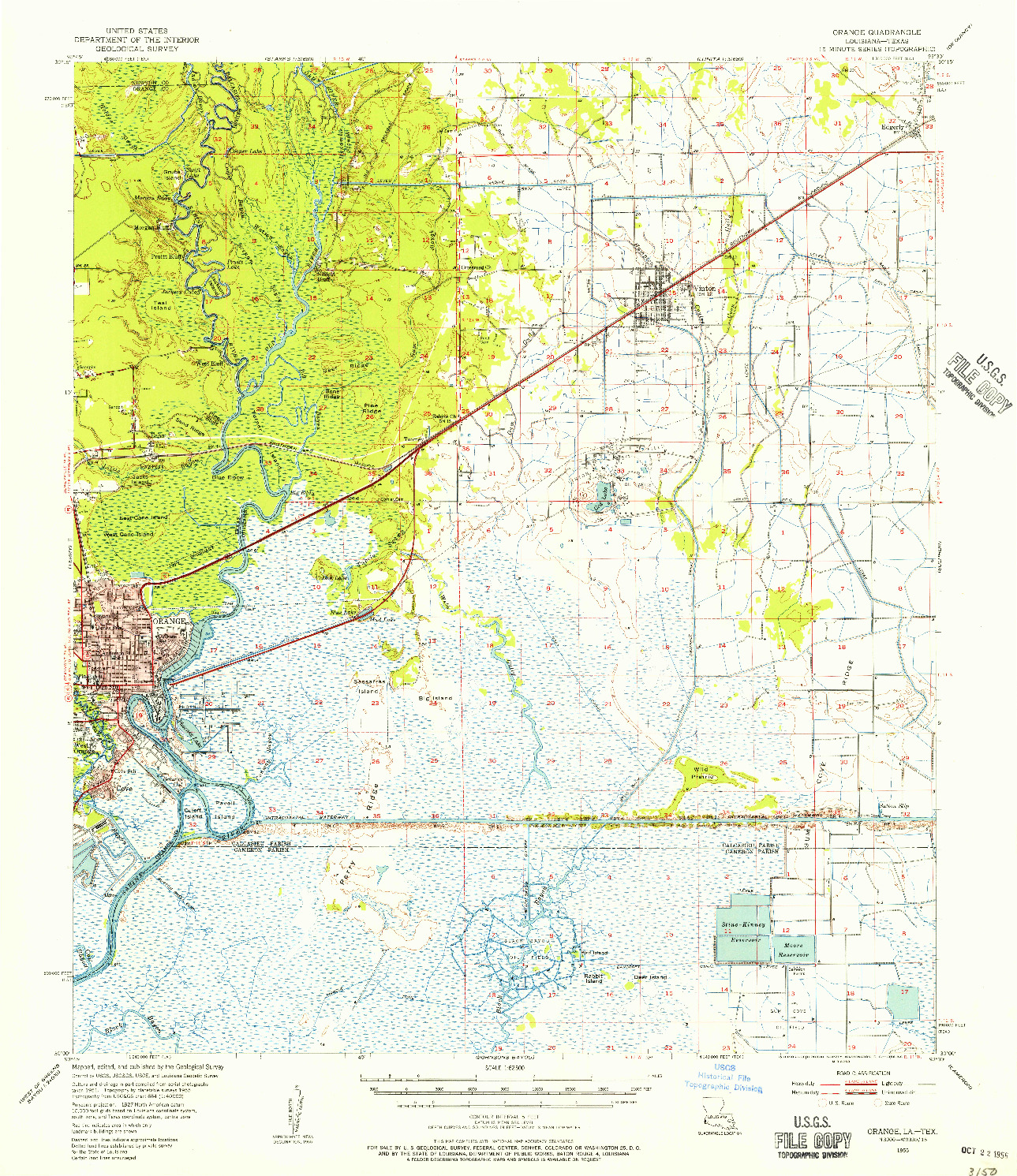 USGS 1:62500-SCALE QUADRANGLE FOR ORANGE, LA 1955