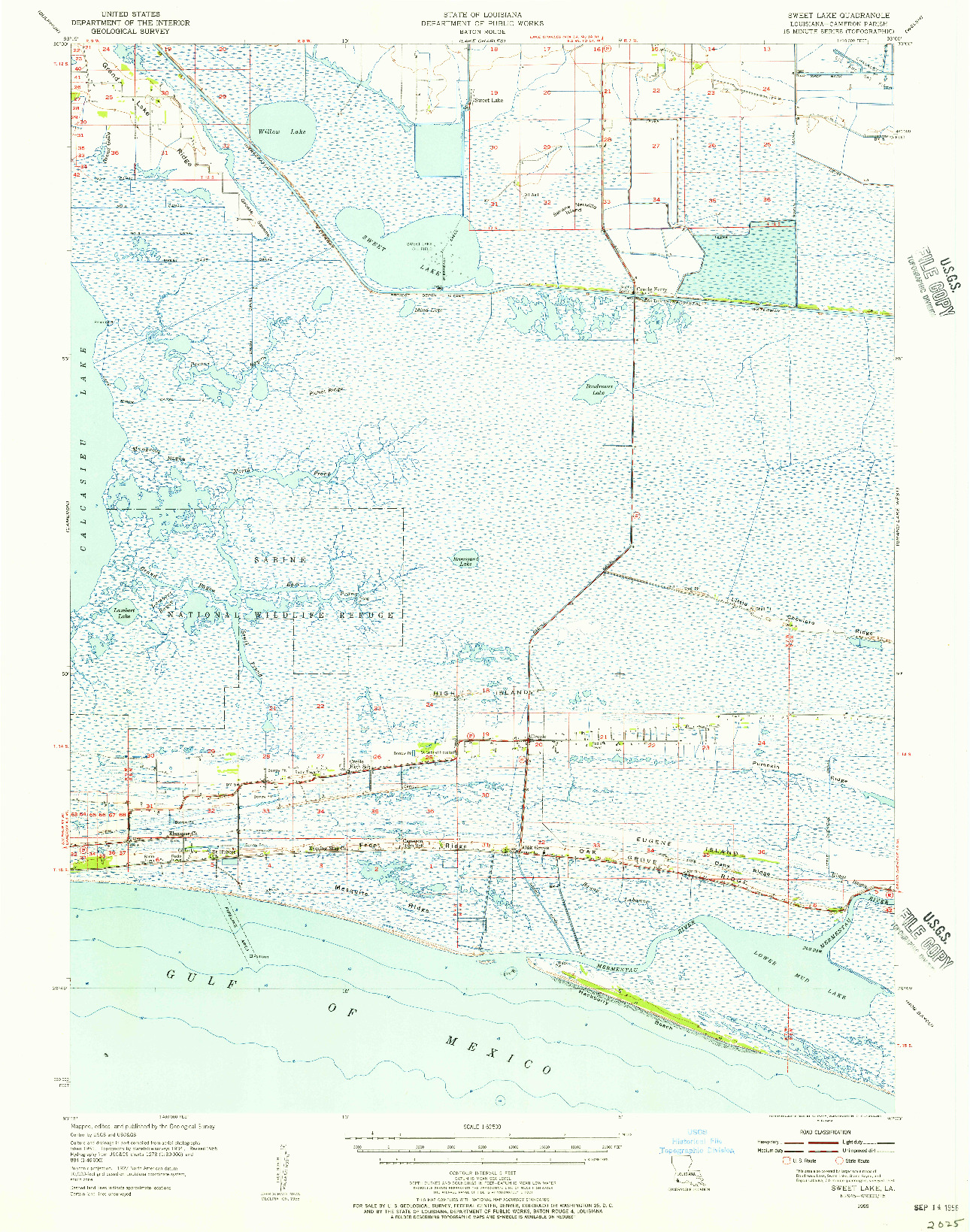 USGS 1:62500-SCALE QUADRANGLE FOR SWEET LAKE, LA 1955