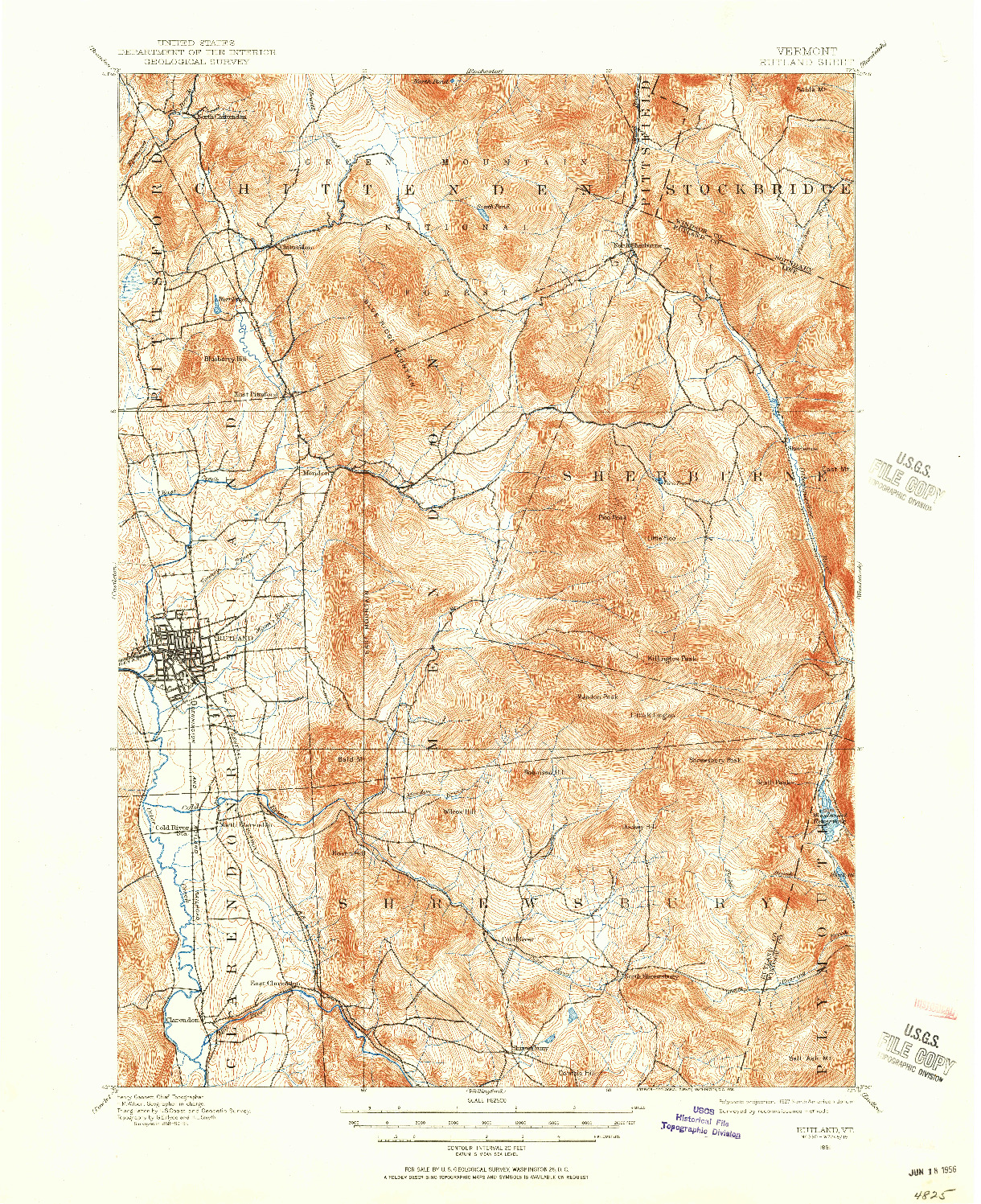 USGS 1:62500-SCALE QUADRANGLE FOR RUTLAND, VT 1891