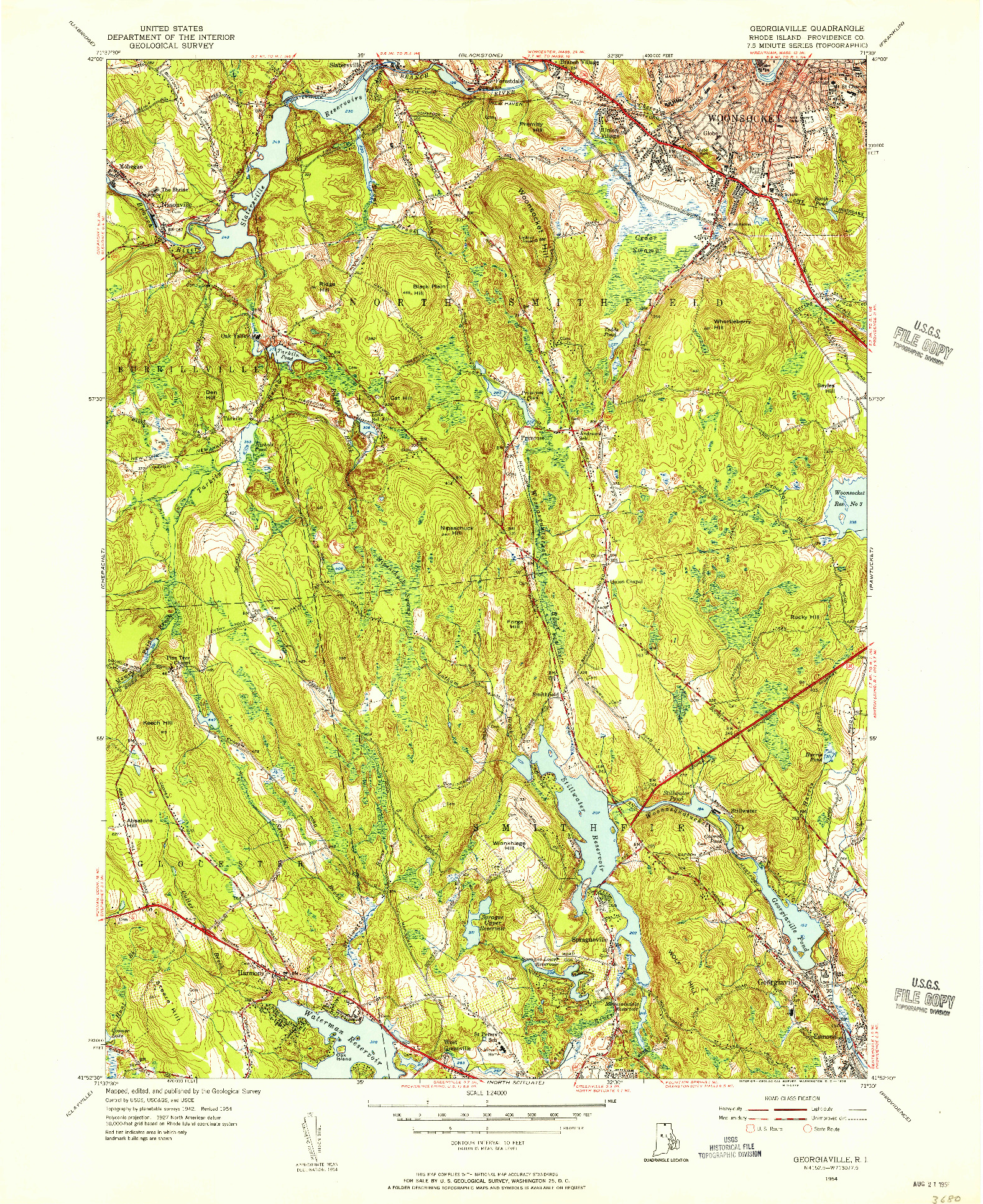 USGS 1:24000-SCALE QUADRANGLE FOR GEORGIAVILLE, RI 1954